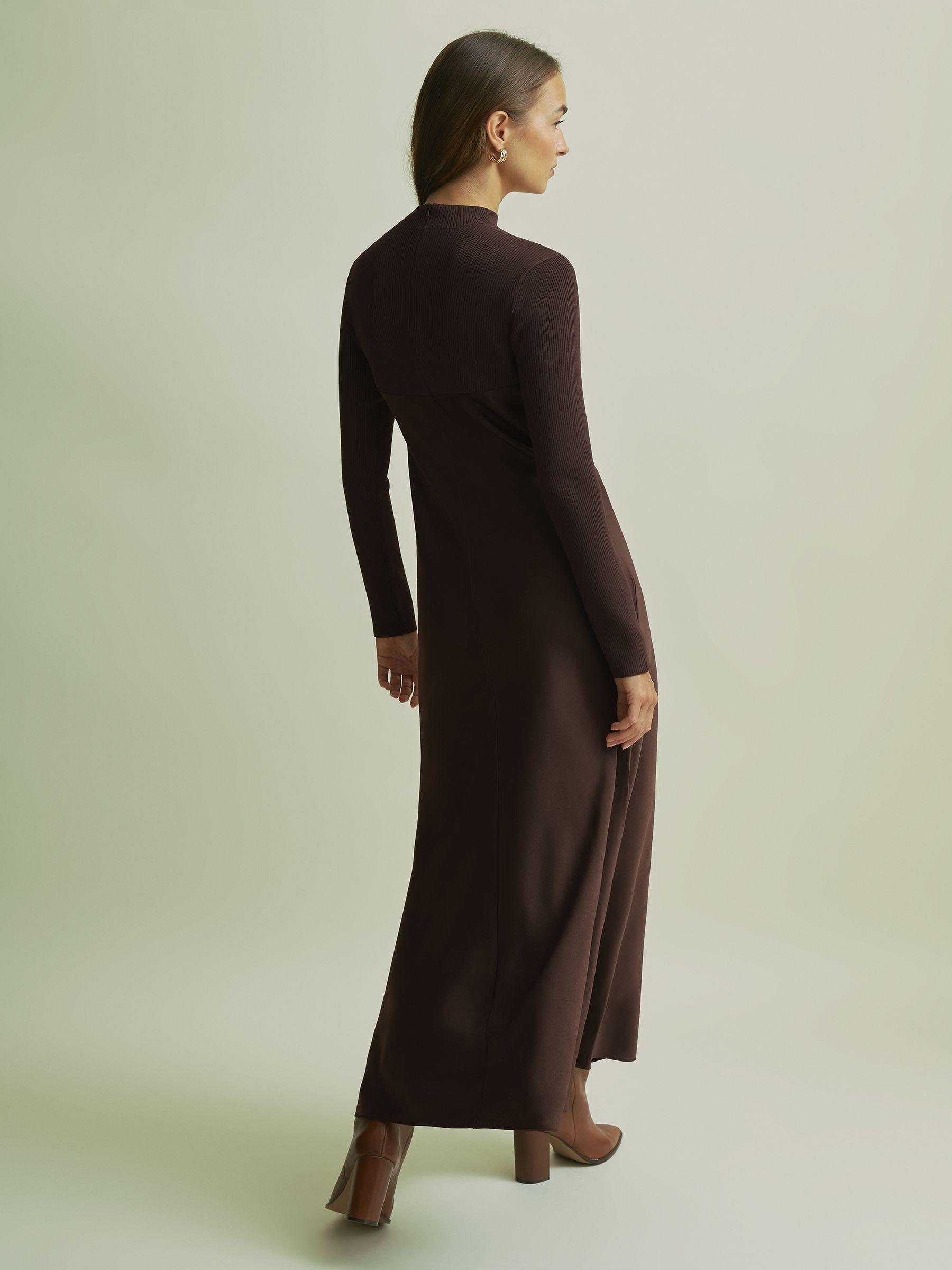 Florere Hybrid Knit Midi Chocolate Dress in Chocolate Product Image