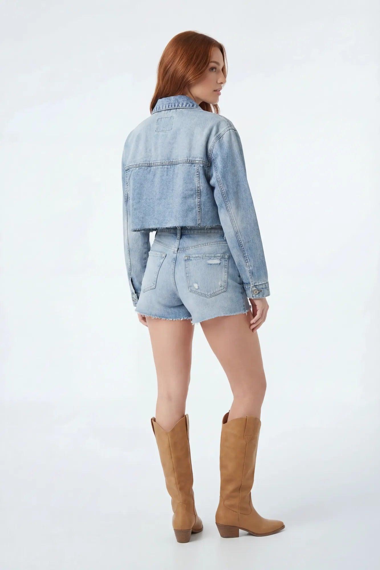 Cropped Denim Jacket Female Product Image