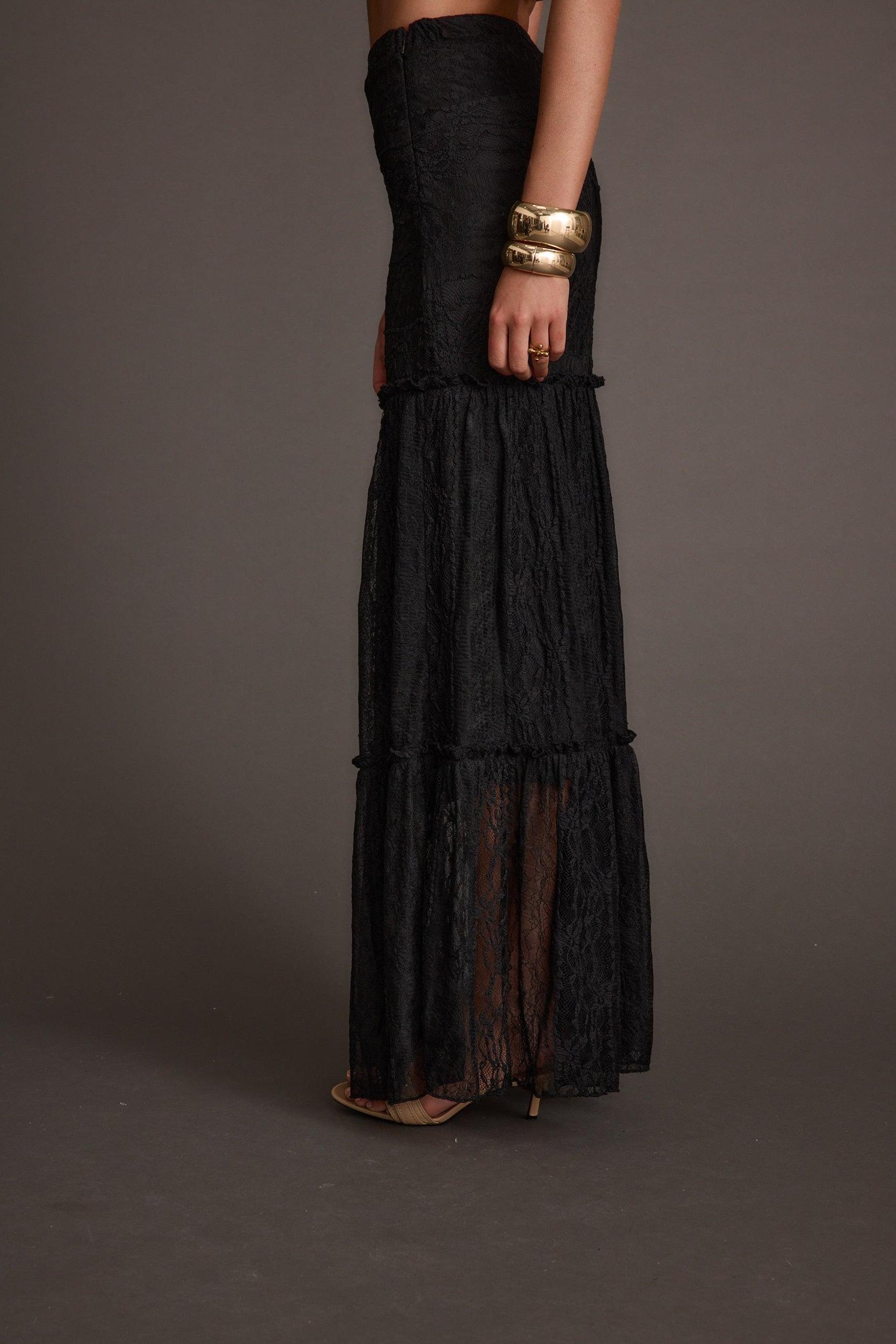 Poppy Black Lace Maxi Skirt Product Image