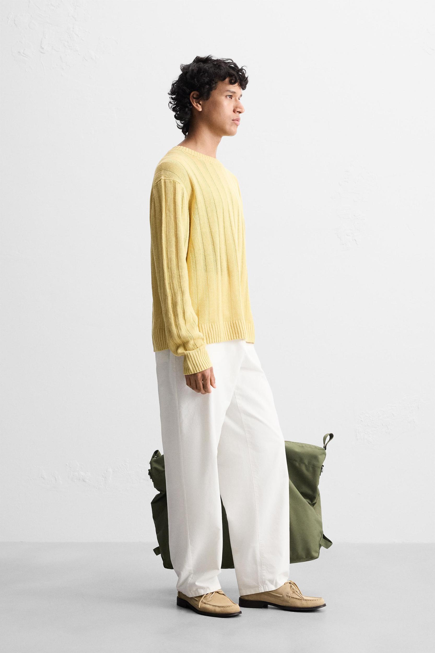 100% LINEN RIBBED SWEATER Product Image