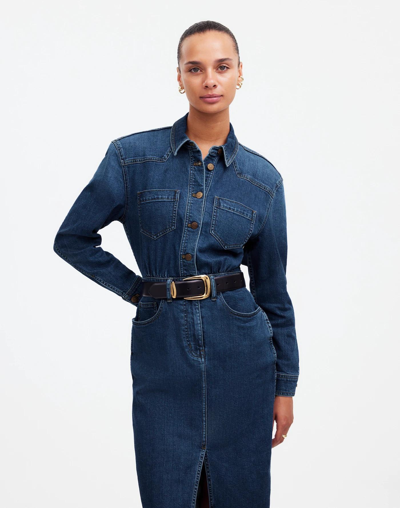 Denim Western Midi Shirtdress in Laselle Wash Product Image