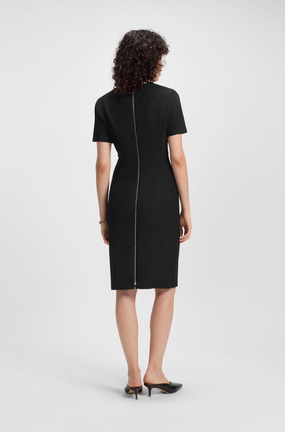 BOSS - V-neck dress in stretch fabric - Black Product Image