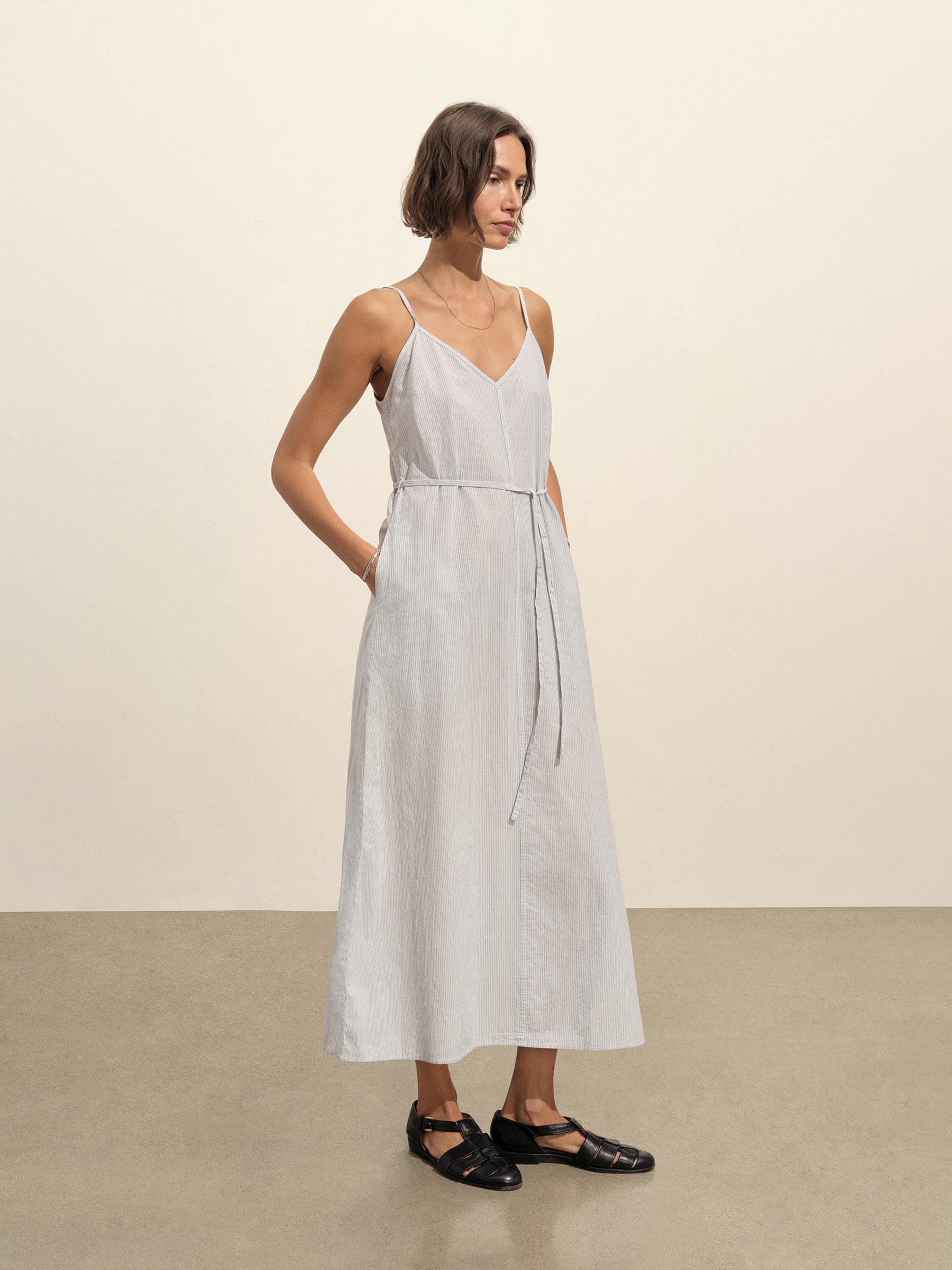 Pebble Beach Stripe Mainstay Cotton Maxi Slip Dress Product Image