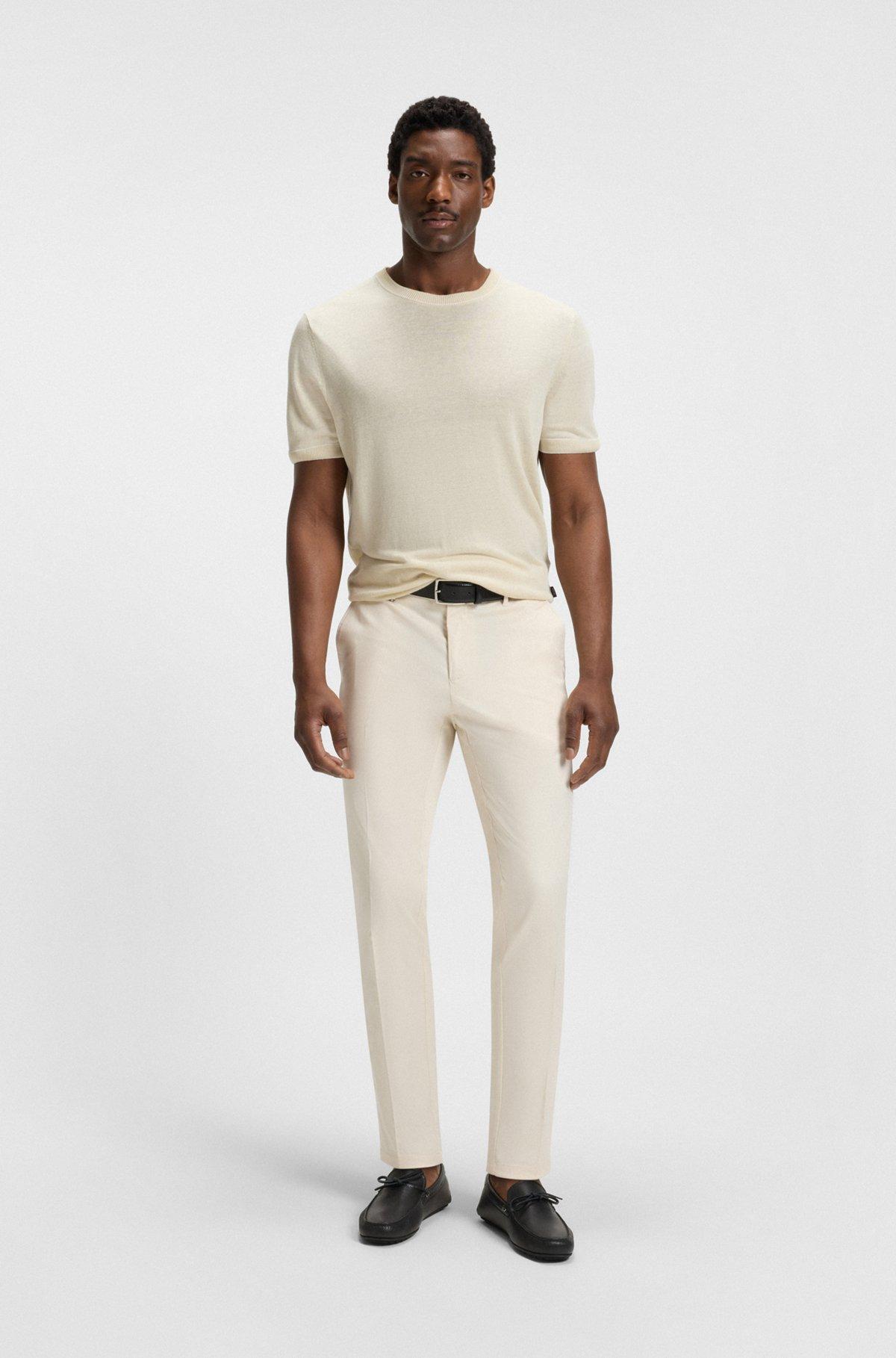 BOSS - Formal trousers in comfort-stretch cotton - White Product Image