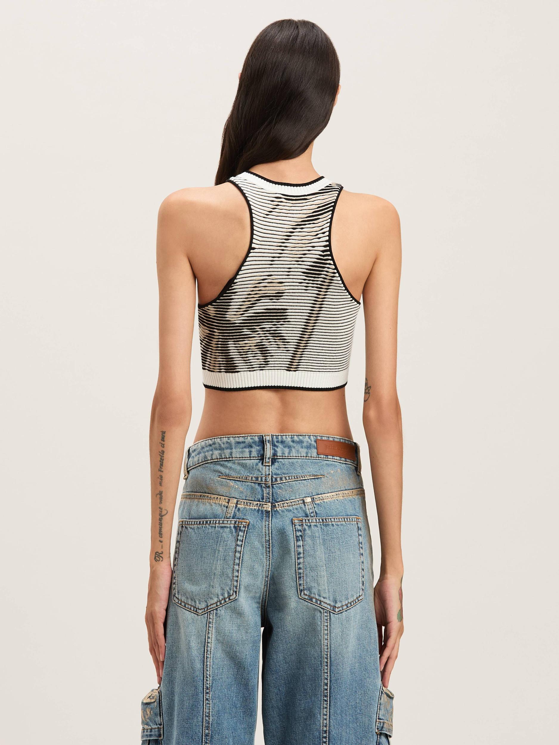 PALMS JACQUARD KNIT TOP OFF WHITE - BLAC Product Image