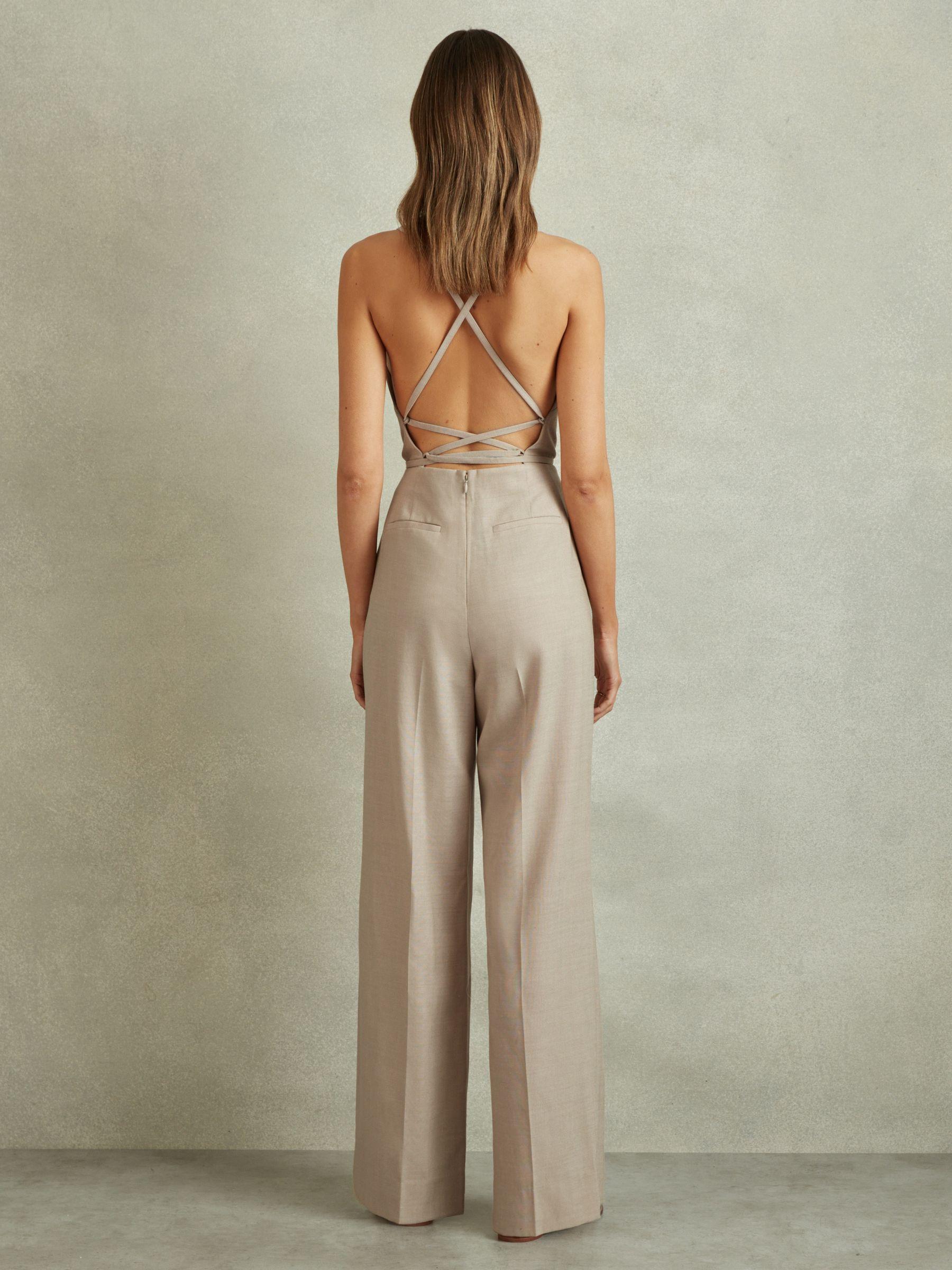 Wool Tailored Strappy Jumpsuit in Neutral Product Image