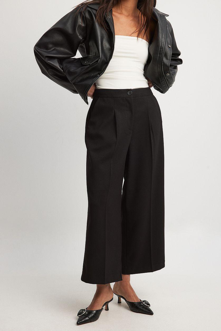 Cropped Straight Suit Pants Product Image