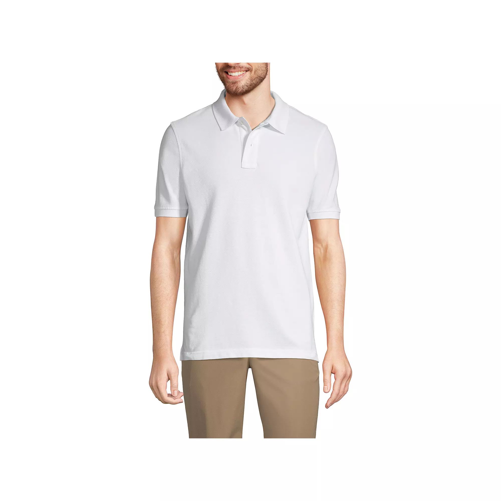 Men's Tall Lands' End School Uniform Mesh Polo Shirt, Size: Large Tall, White Product Image