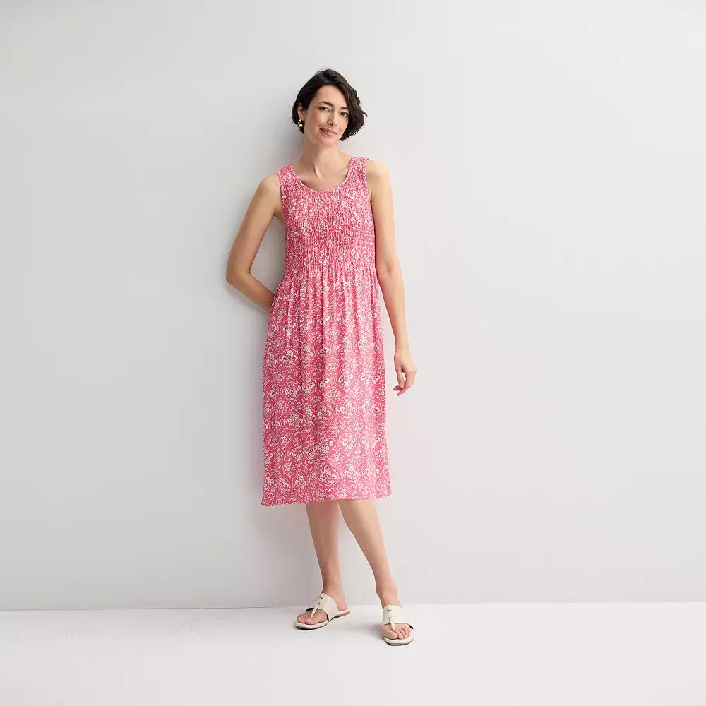 Petite Croft & Barrow® Smocked Midi Dress, Women's,  Product Image