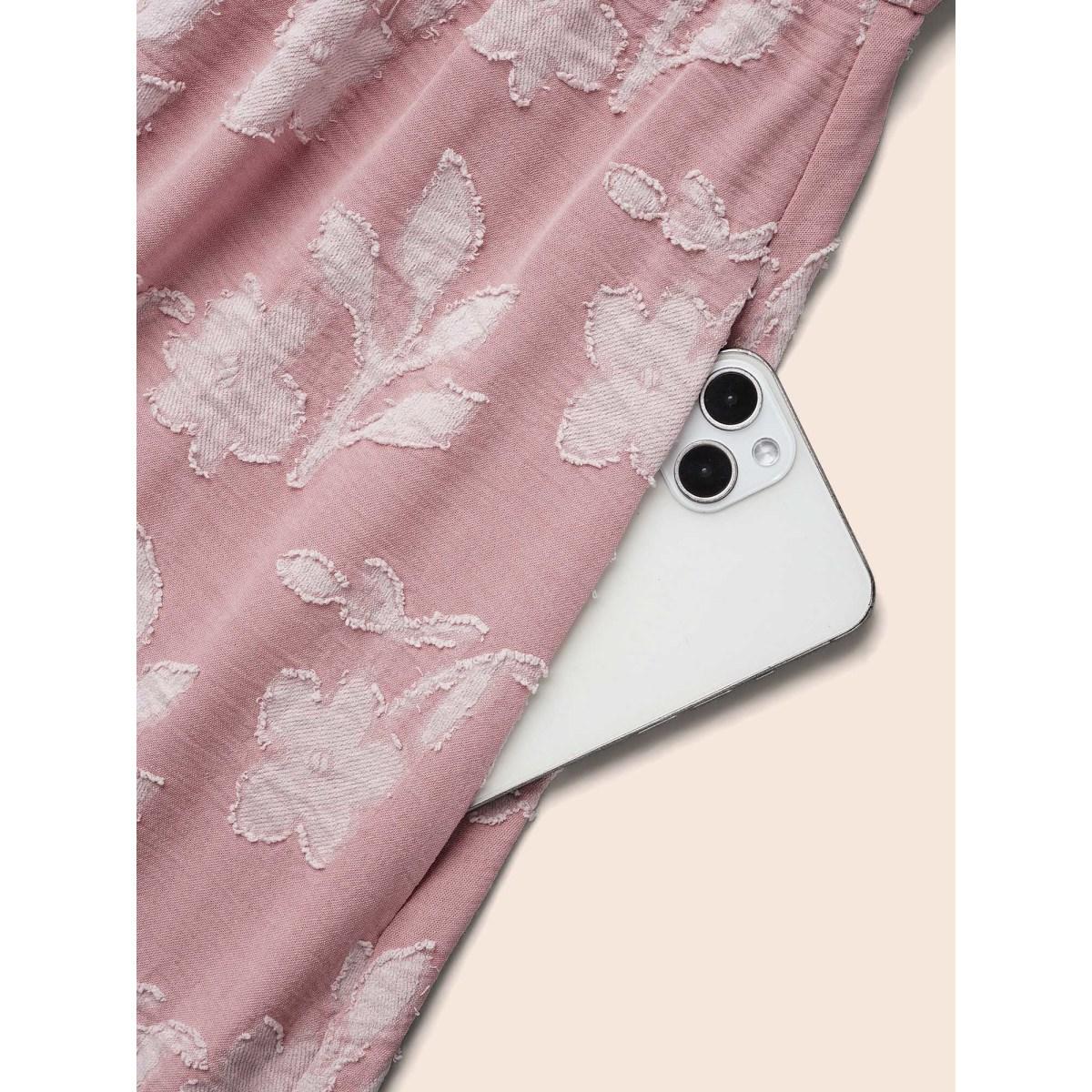 Plus Size V-Neck Floral Textured Pockets Dress Crepe Women Elegant Texture V-neck Short sleeve Curvy BloomChic 10/M Product Image