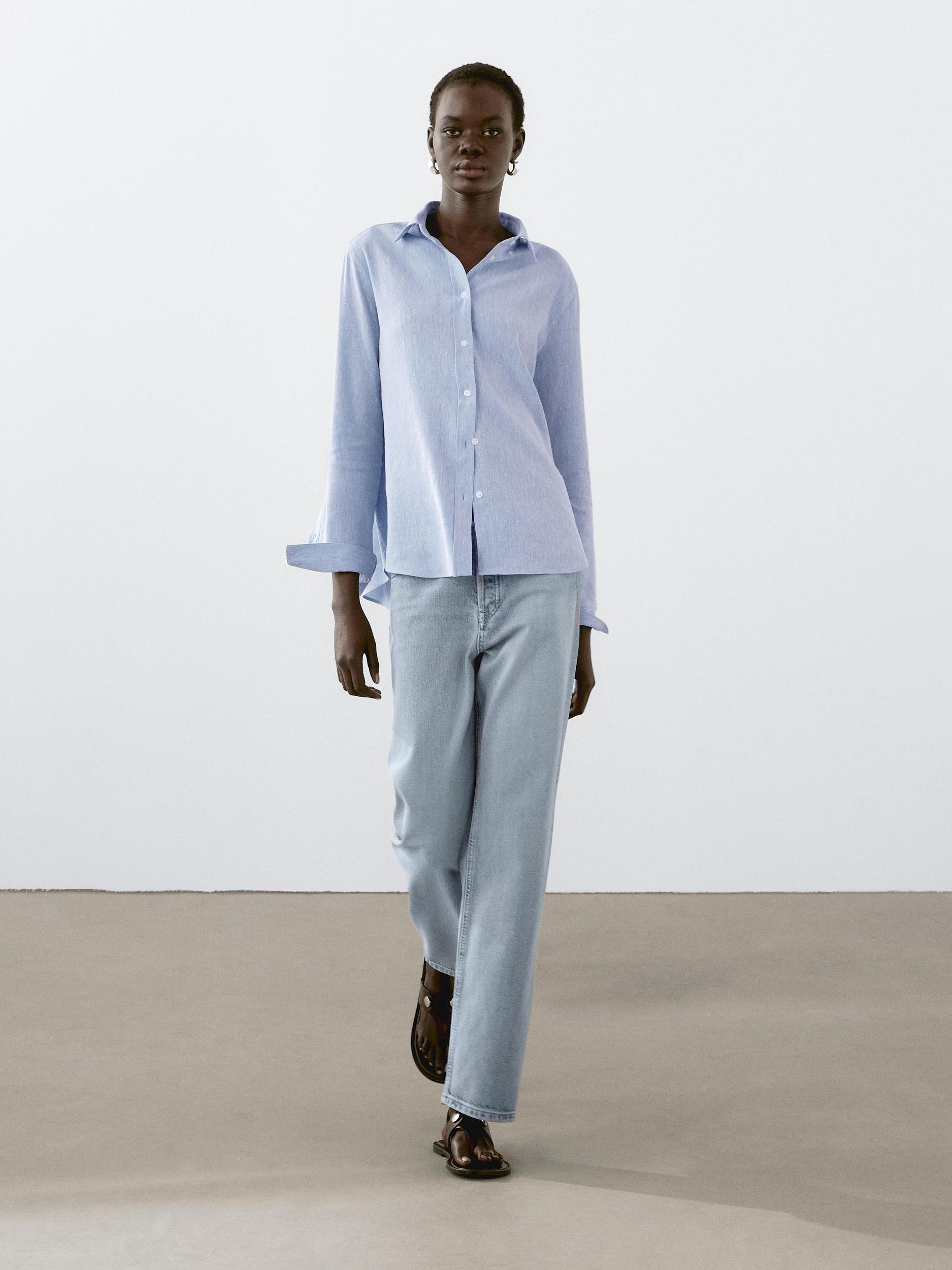 Long sleeve linen shirt Product Image