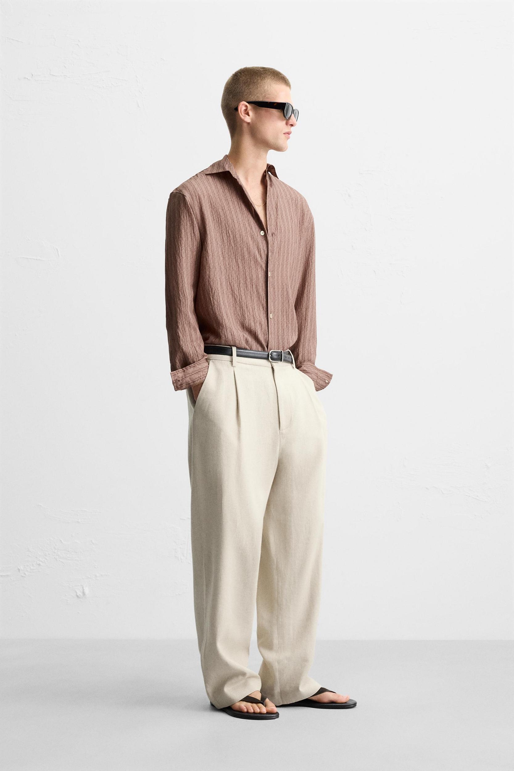 STRIPED FLOWY SHIRT Product Image