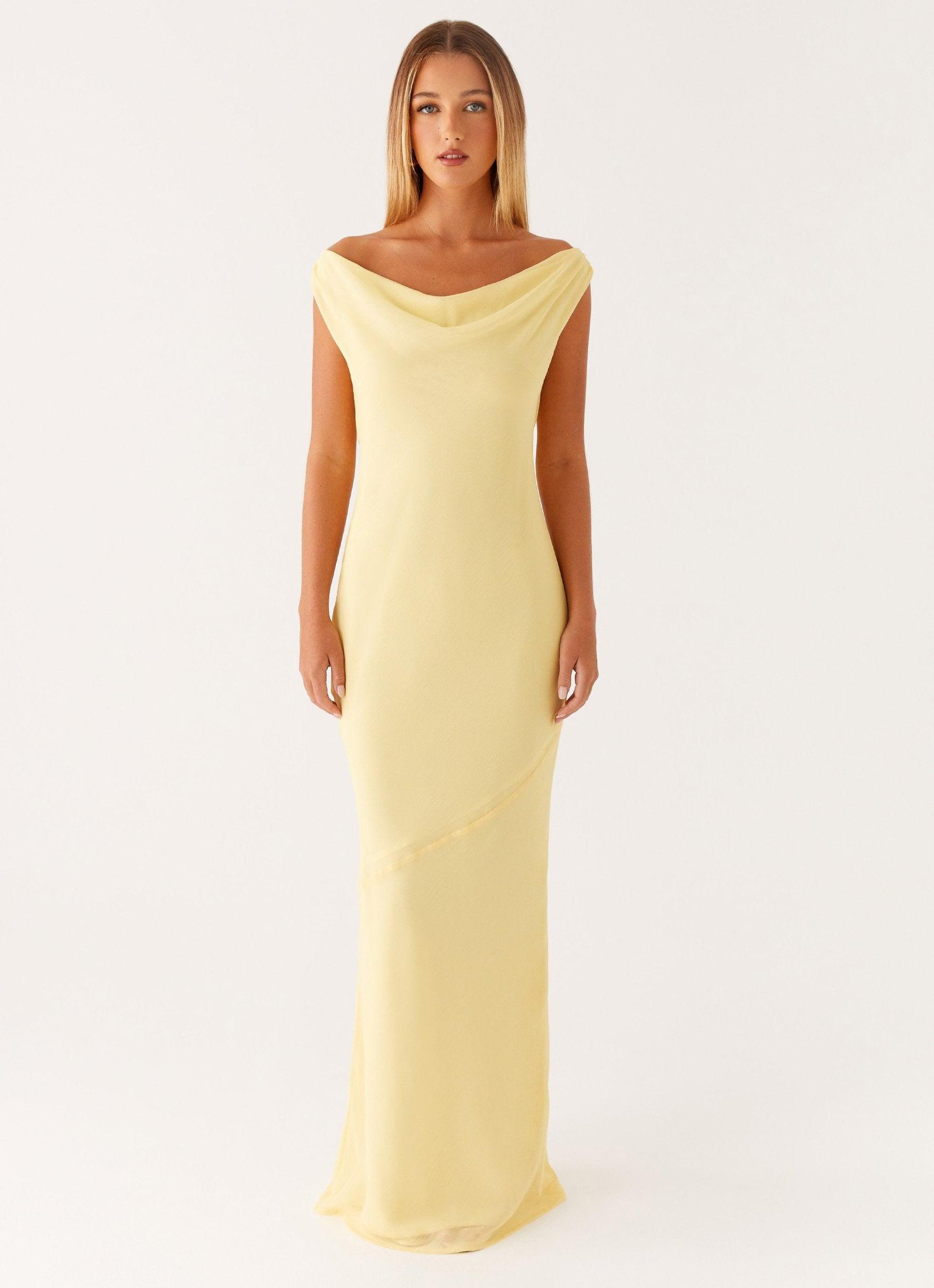 Brittany Chiffon Maxi Dress - Pastel Yellow Product Image