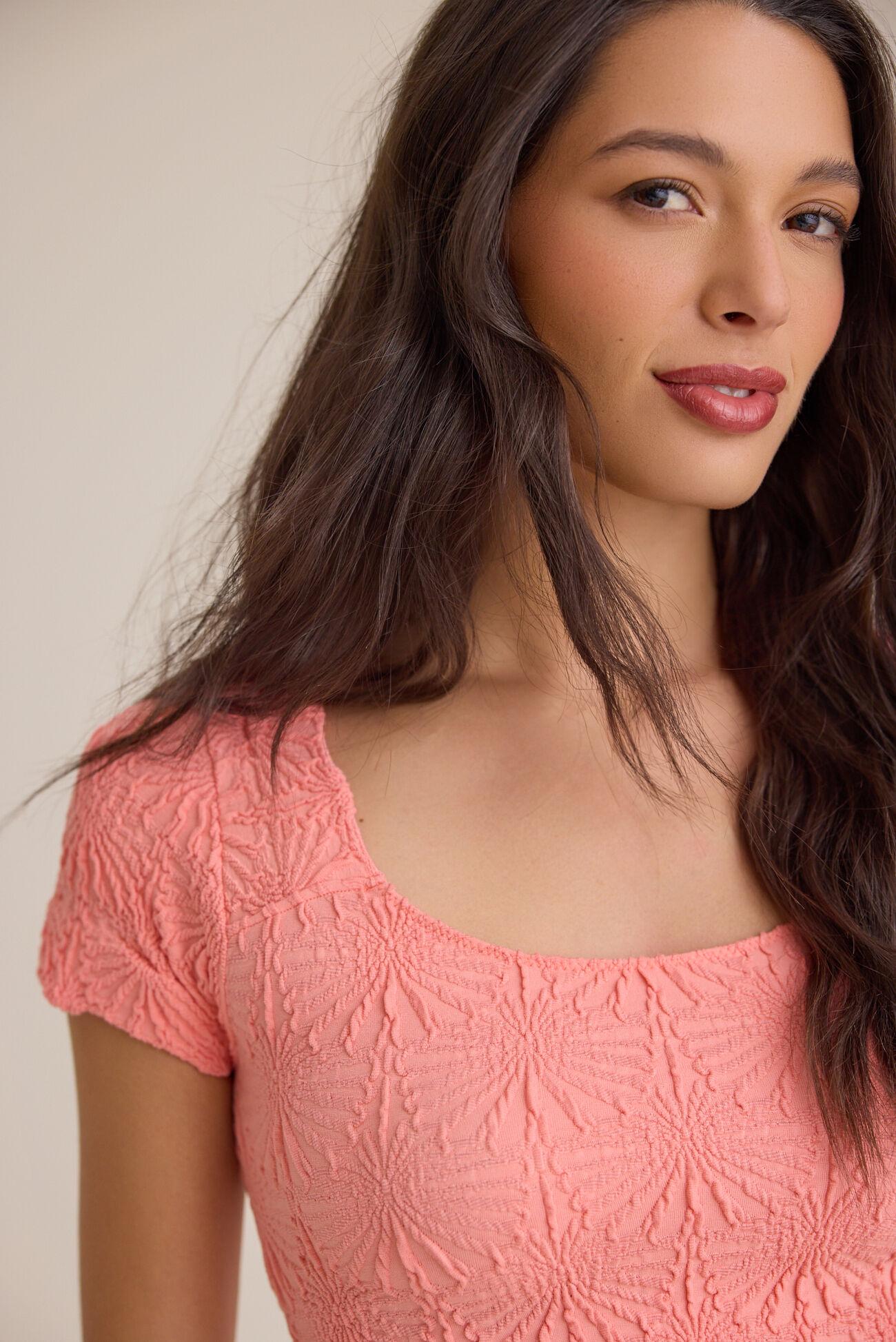 Blaire Short Sleeve Seamless Floral Tee Product Image