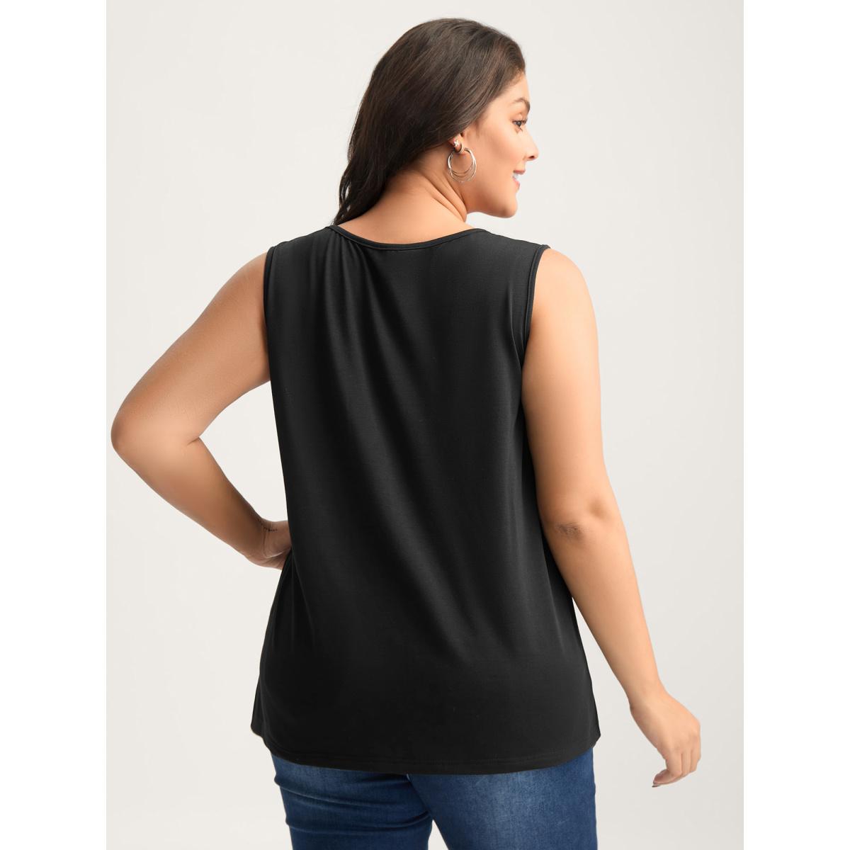 Plus Size Calming Vibes Solid Tank Top Women Black Leisure Non V-neck Casual Tank Tops Camis BloomChic 14-16/1X Product Image