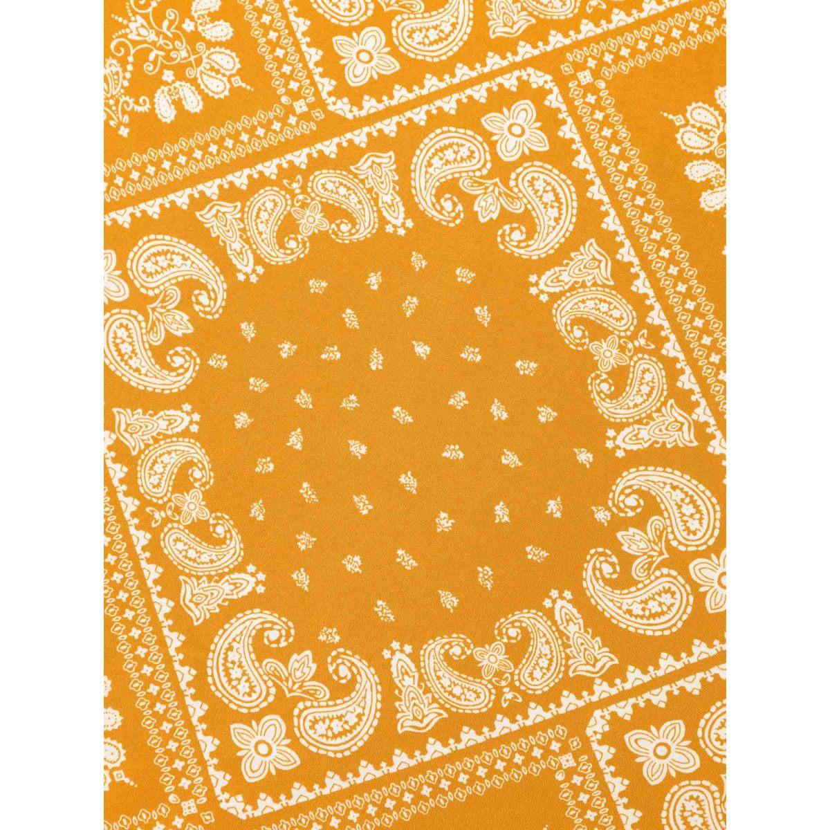 Plus Size Turmeric Round Neck Bandana Print Sleeve Tie Blouse Women Elegant Elbow-length sleeve Round Neck Everyday Blouses BloomChic 18-20/2X Product Image