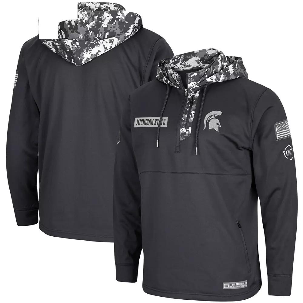 Men's Colosseum Charcoal Oklahoma Sooners OHT Military Appreciation Digi Camo Quarter-Zip Hoodie,  Product Image