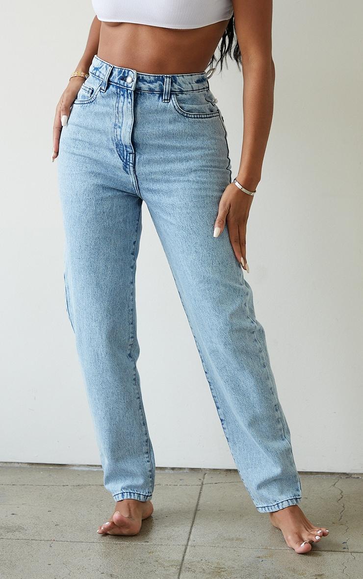 Shape Vintage Wash Lace Up Detail Straight Leg Jeans Product Image