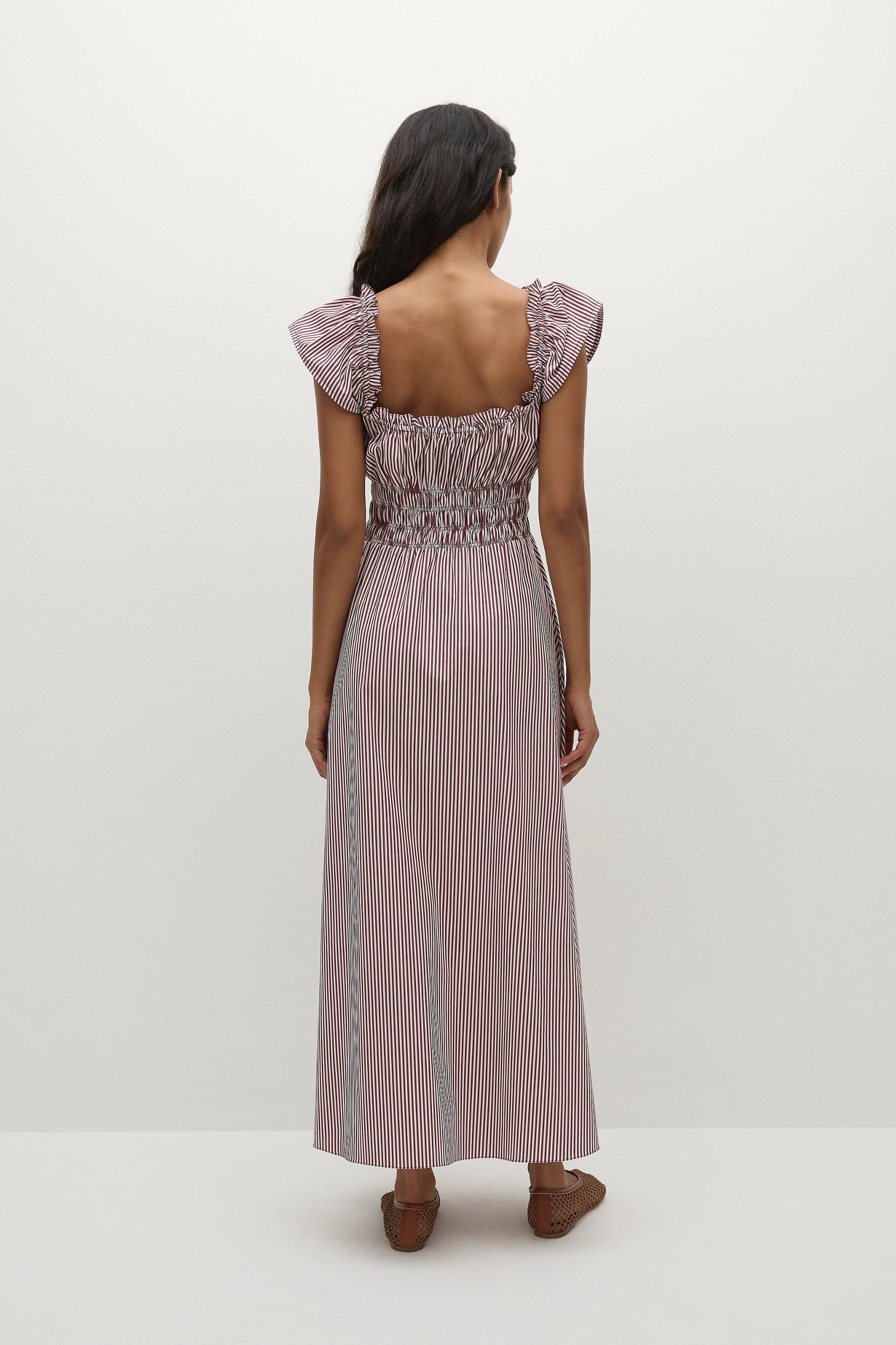 Janne Midi Dress Maia Stripe Burgundy - Final Sale Product Image