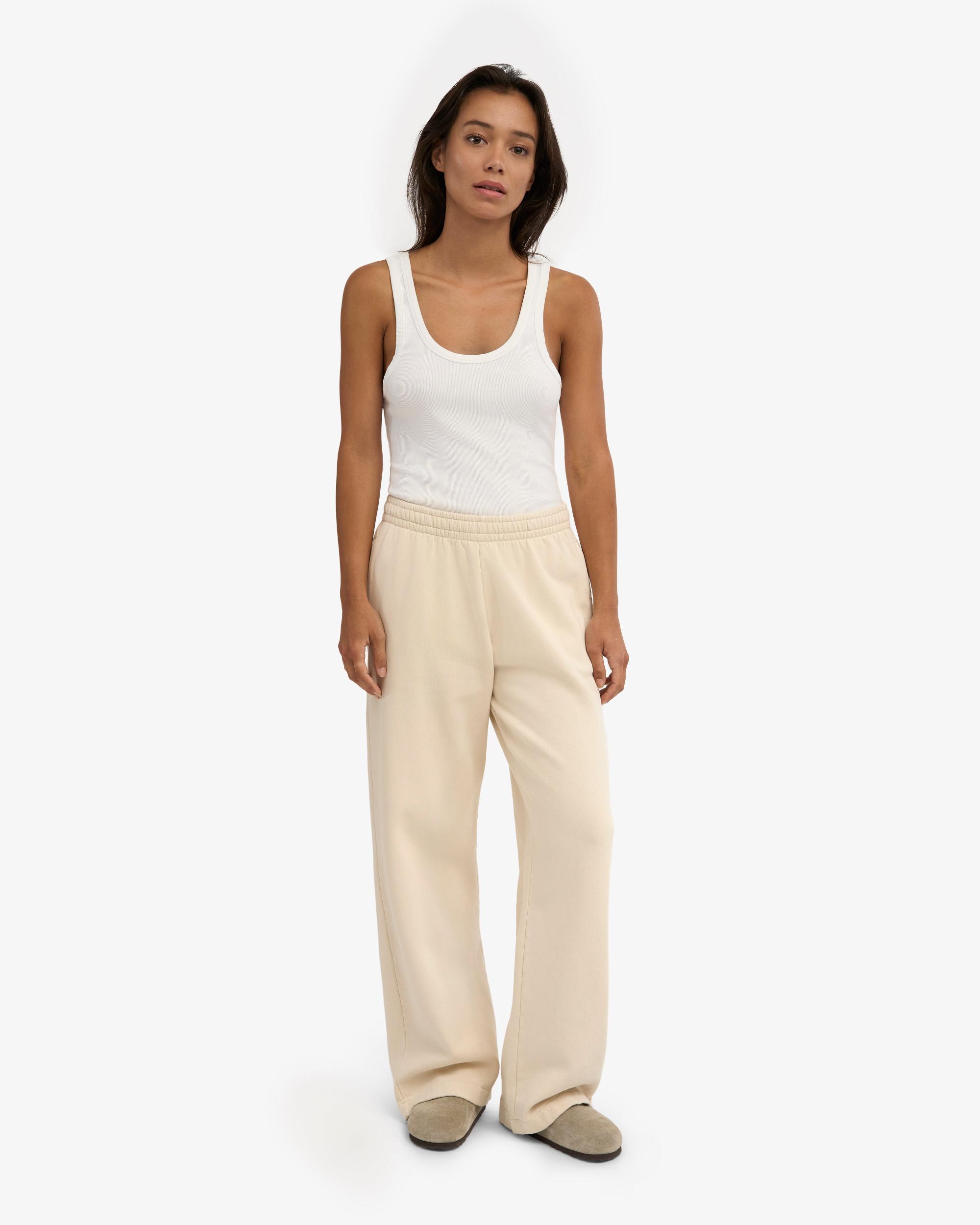 Organic Straight Leg Sweatpants - Ivory White Product Image