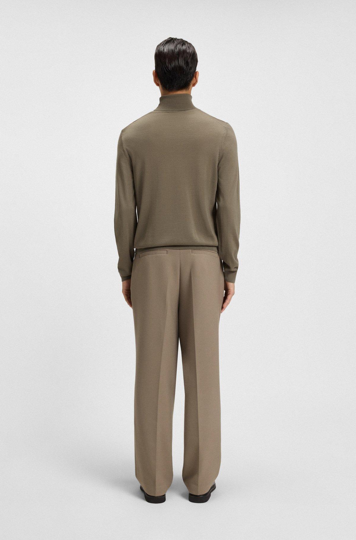 Regular-fit roll-neck sweater in mercerized virgin wool Product Image