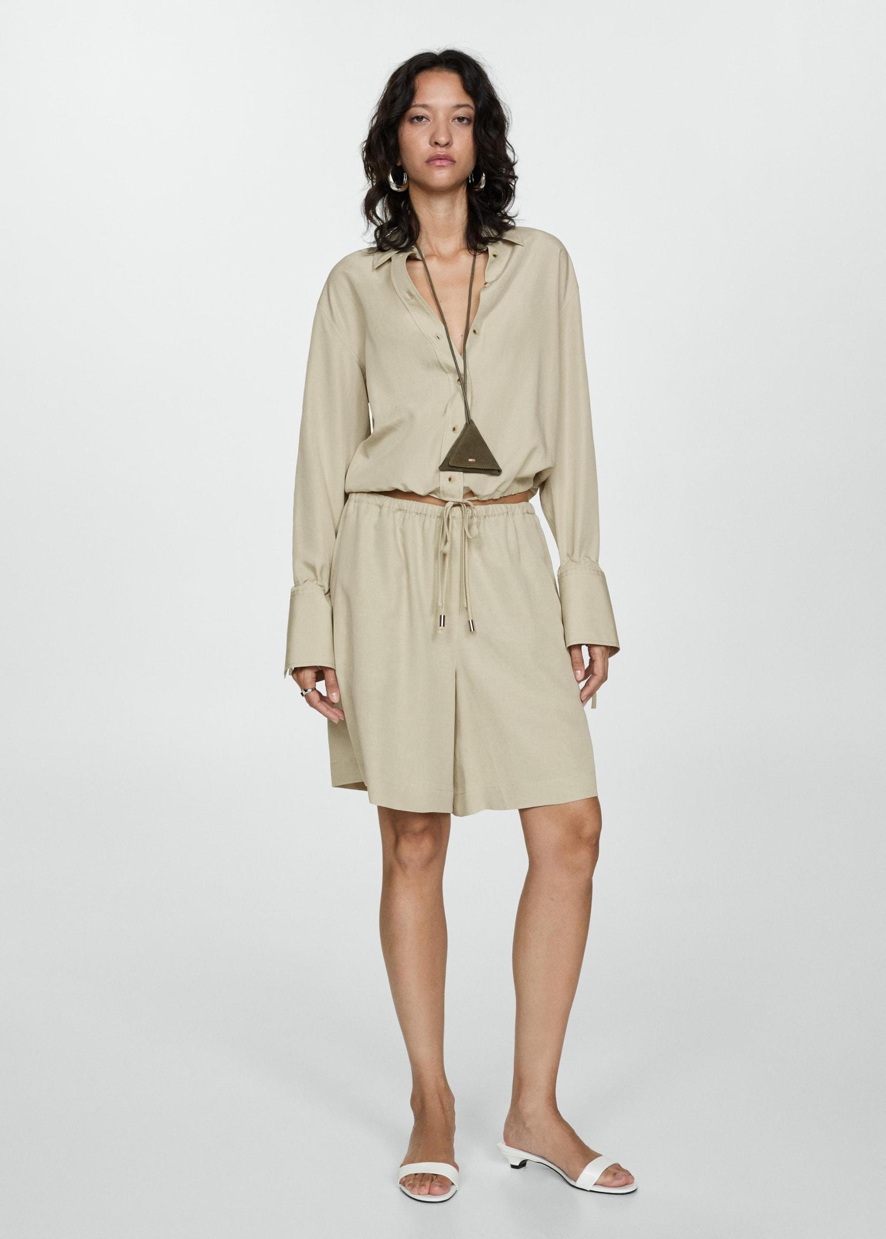 Lyocell shirt with bow - Women | MANGO USA Product Image