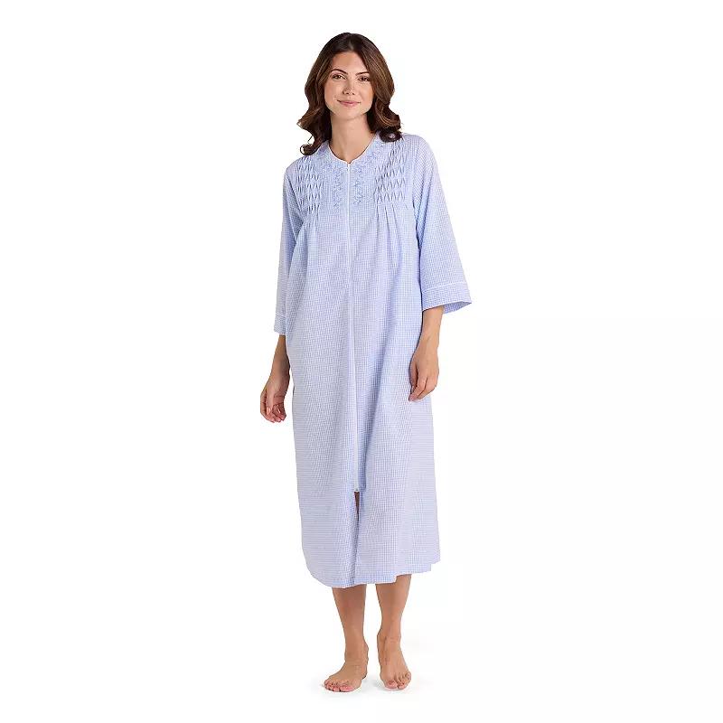 Petite Miss Elaine Essentials Seersucker Long Zip Robe, Women's,  Product Image