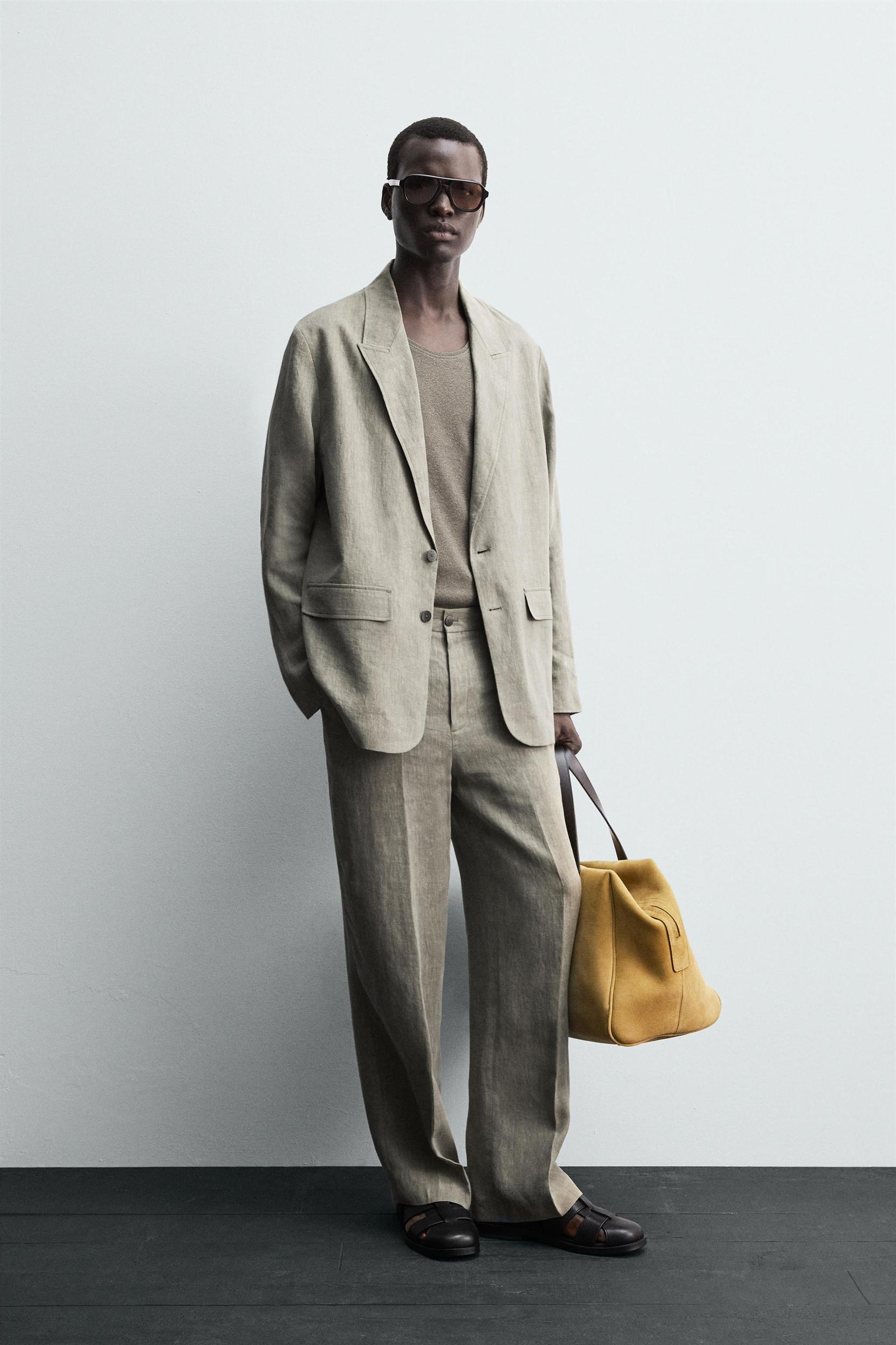 WASHED 100% LINEN SUIT BLAZER Product Image