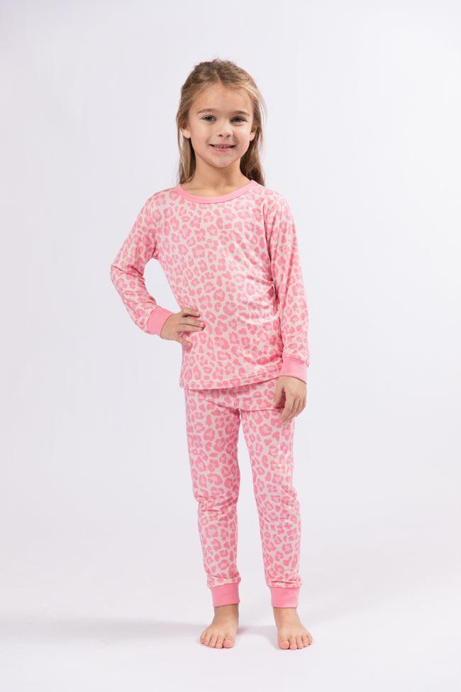 Kid's Sweet Dreams Pink Leopard Pajama Set FINAL SALE Product Image