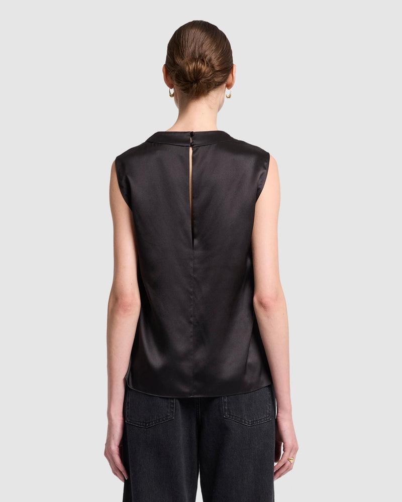 Silk High Neck Draped Blouse Product Image