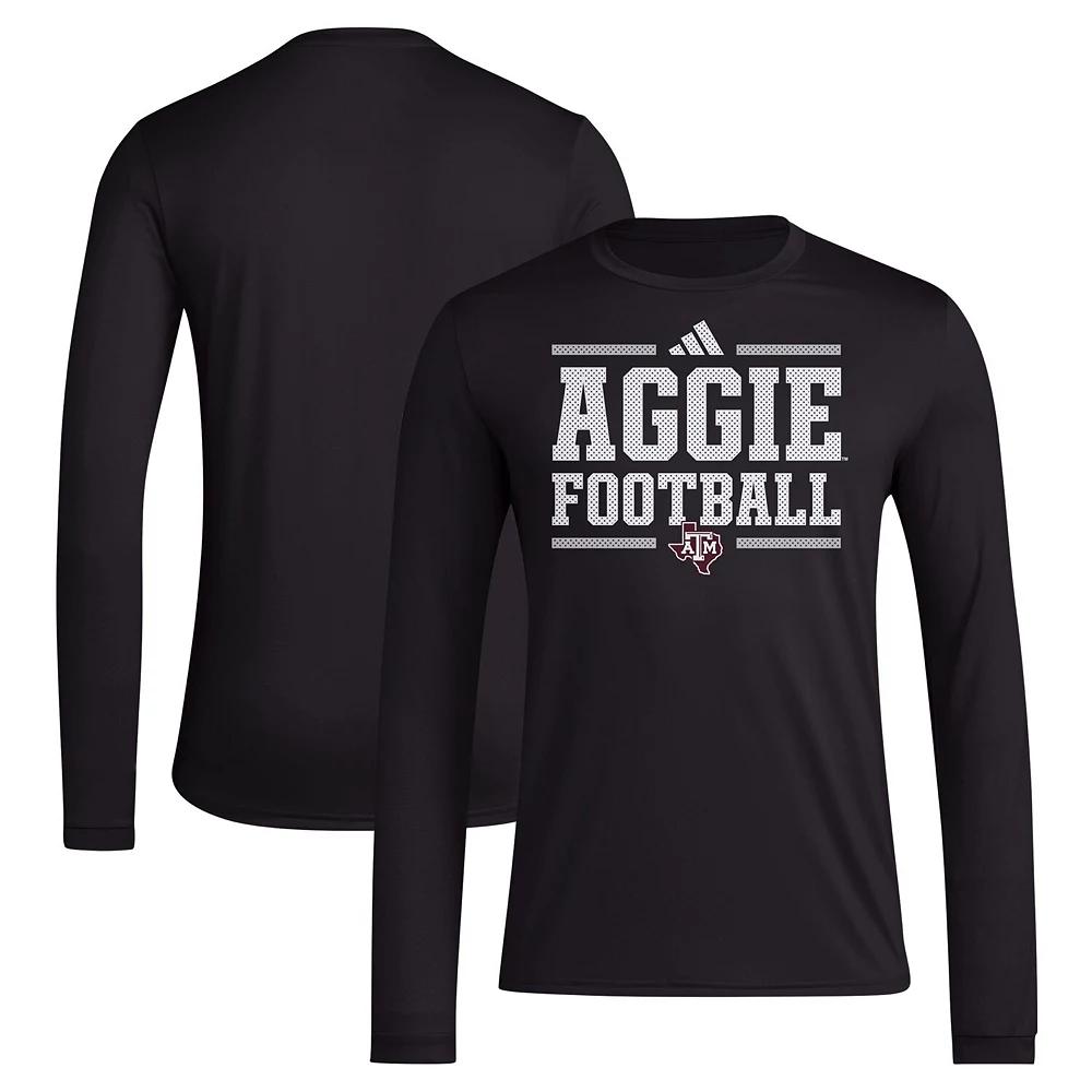 Men's adidas Black Texas A&M Aggies Locker Football Pre-Game AEROREADY Long Sleeve T-Shirt,  Product Image