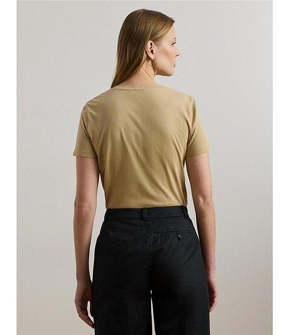 Lauren Ralph Lauren Knit Jersey Beaded Logo Crew Neck Short Sleeve Tee Product Image