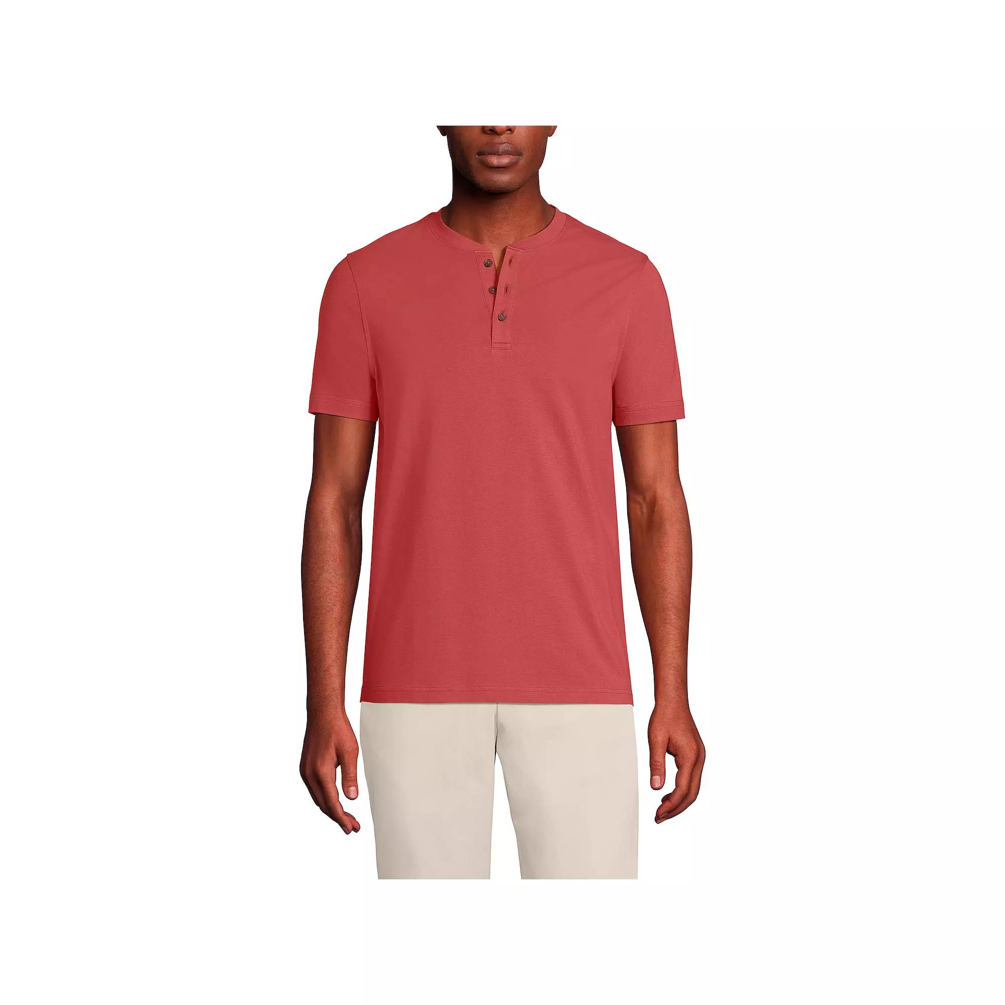 Men's Lands' End Short Sleeve Supima Jersey Henley Top,  Product Image