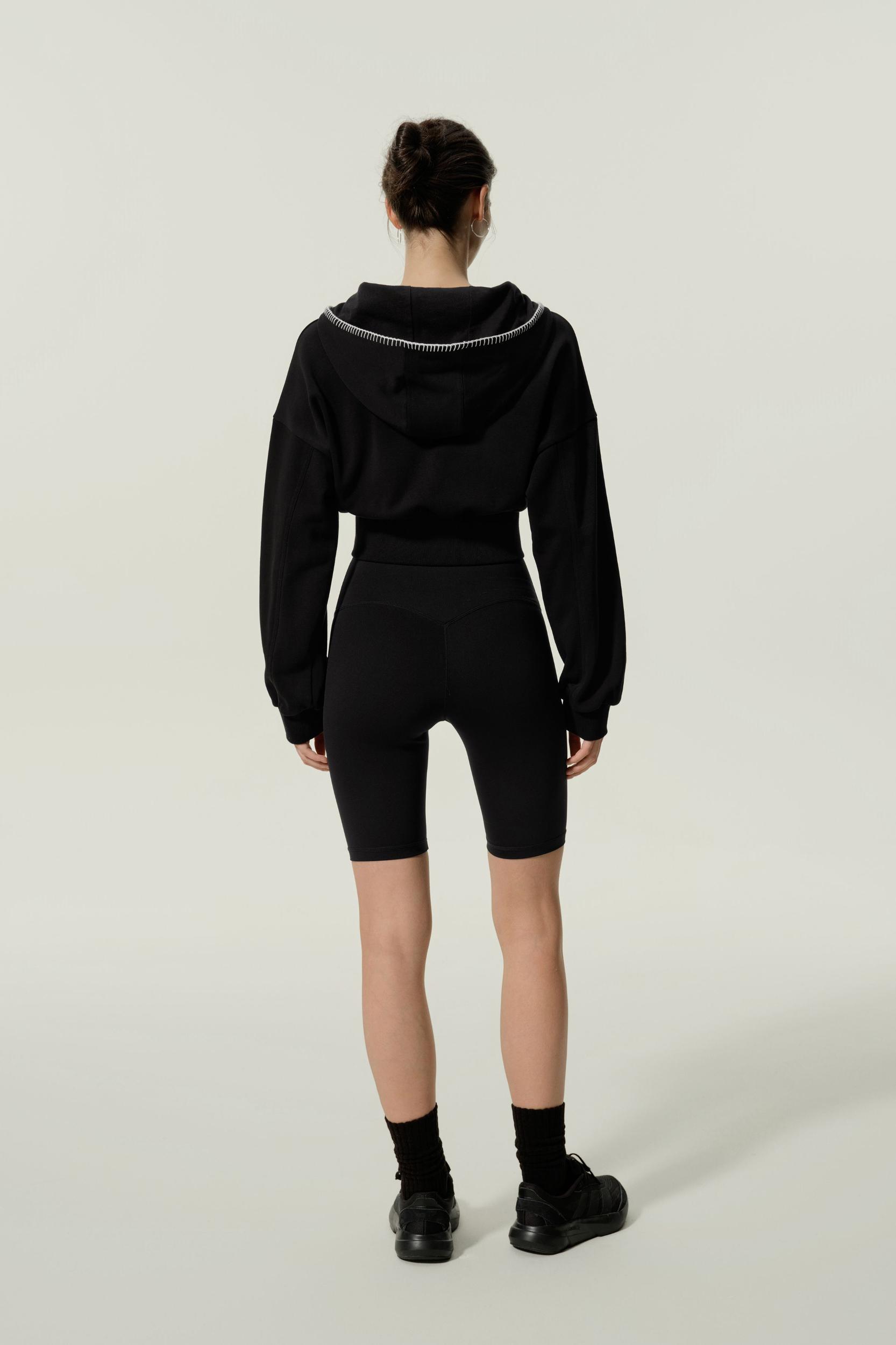 LILYSILK SILKERRY Womens Cropped Zip Up Hoodie | 100% Silk Loops | Cozy Zip-Up Jacket | Espresso L Product Image