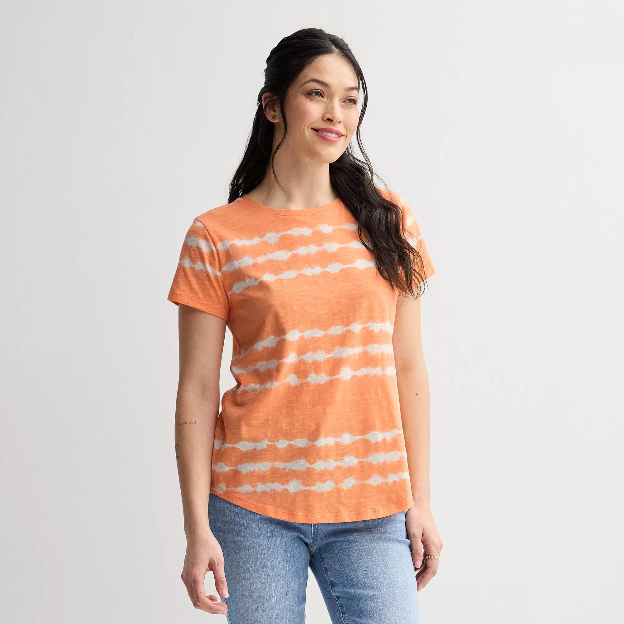 Women's Sonoma Goods For Life® Short-Sleeve Crew Tee, Size: Medium, Pink Dye Product Image