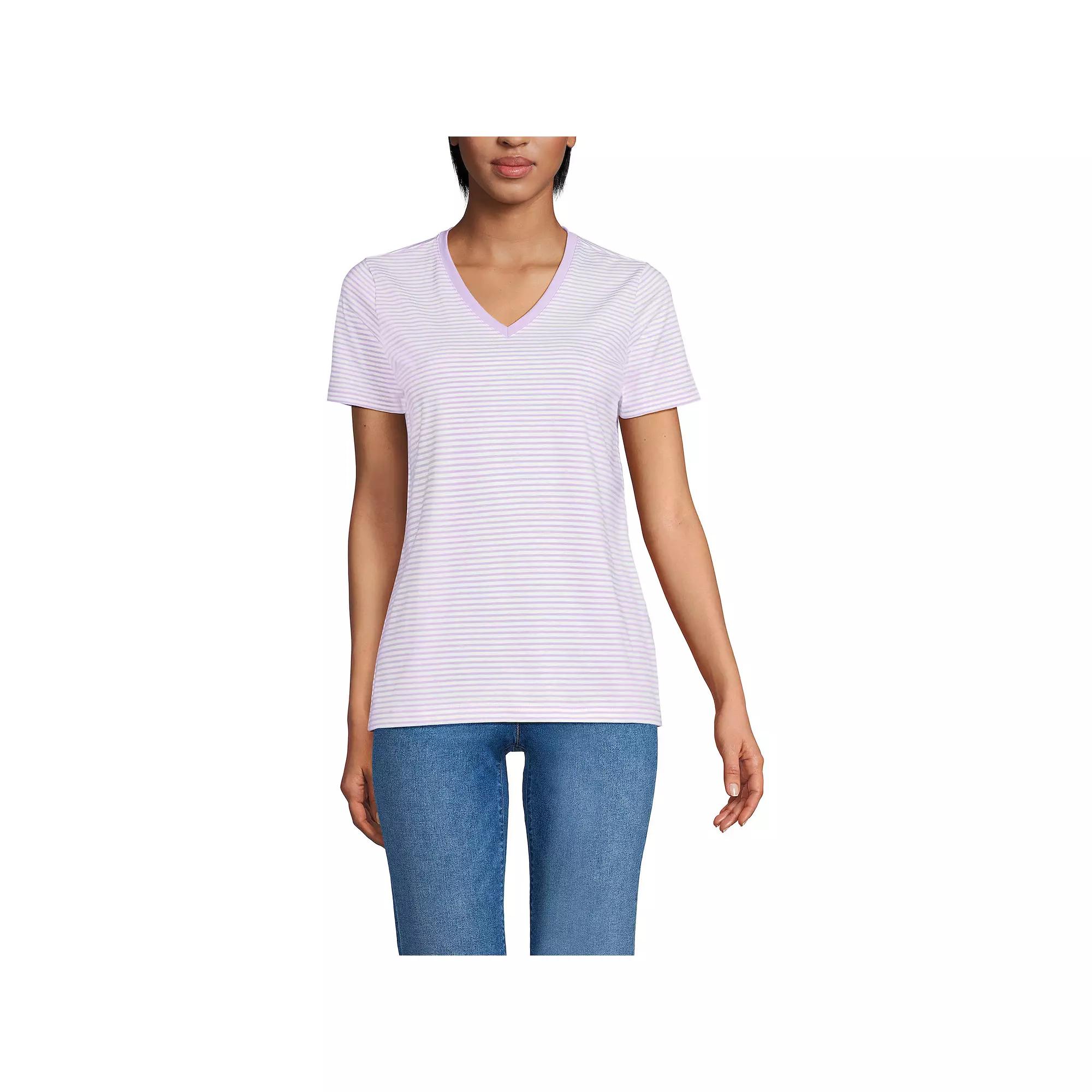 Petite Lands' End Relaxed-Fit Supima Cotton V-Neck Tee, Women's,  Product Image