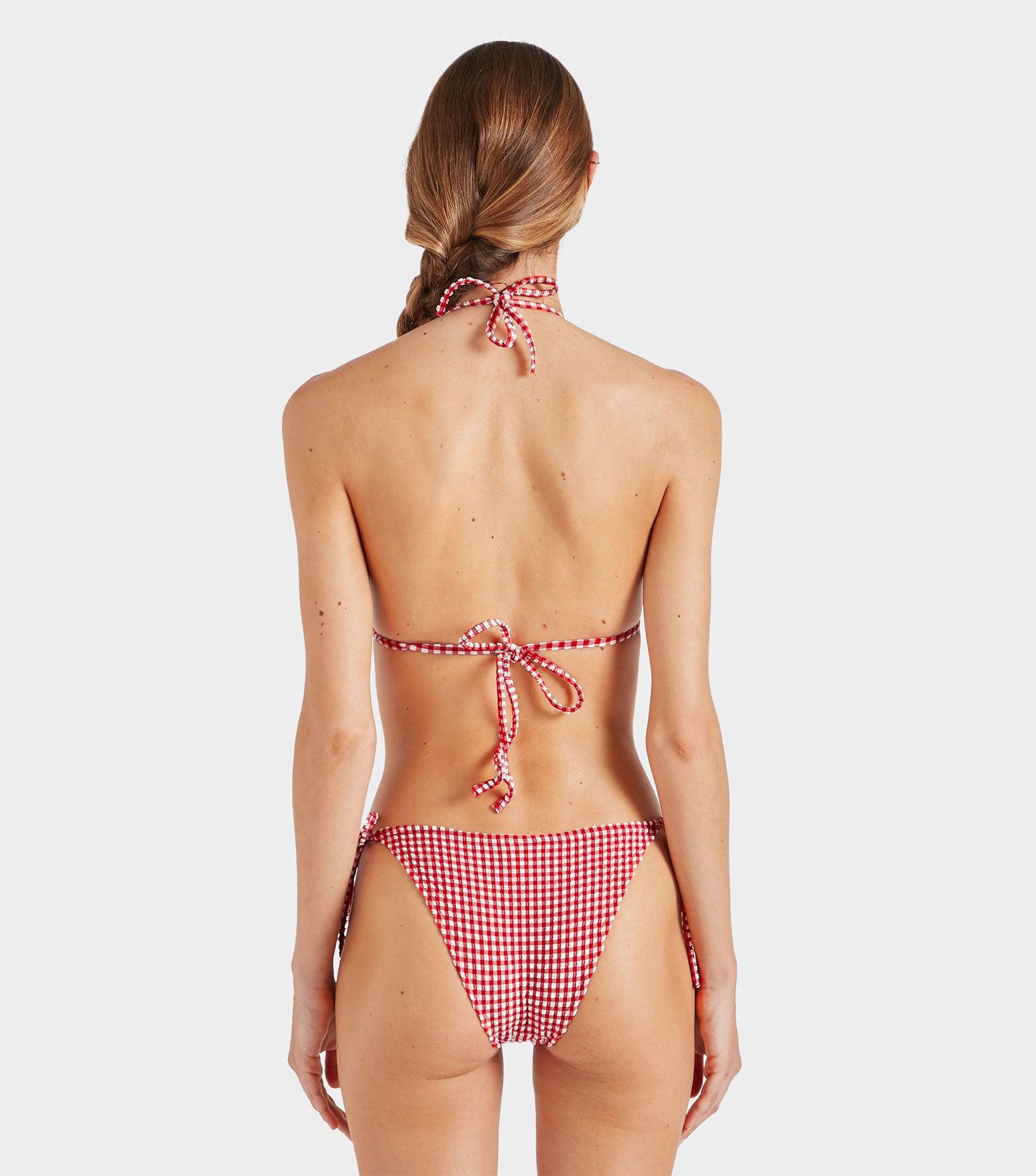 Gingham Seersucker Sabrina Bikini - Red Gingham Product Image