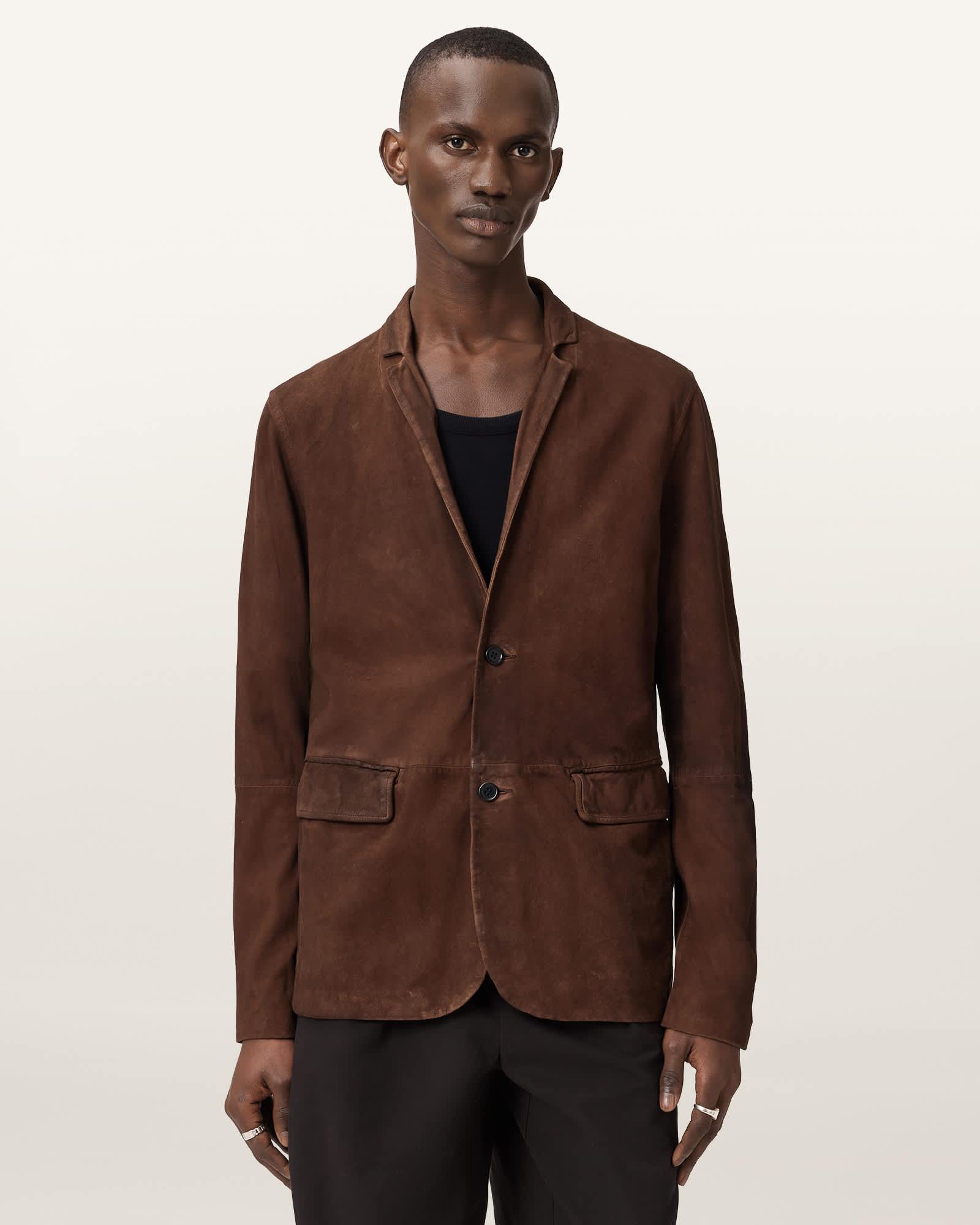 Monet Waxed Suede Blazer CIDER BROWN | ALLSAINTS US Product Image