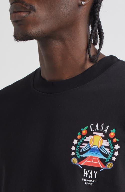 CASABLANCA Mens Casa Way Mountain Brand-print Cotton-jersey T-shirt In Black Product Image