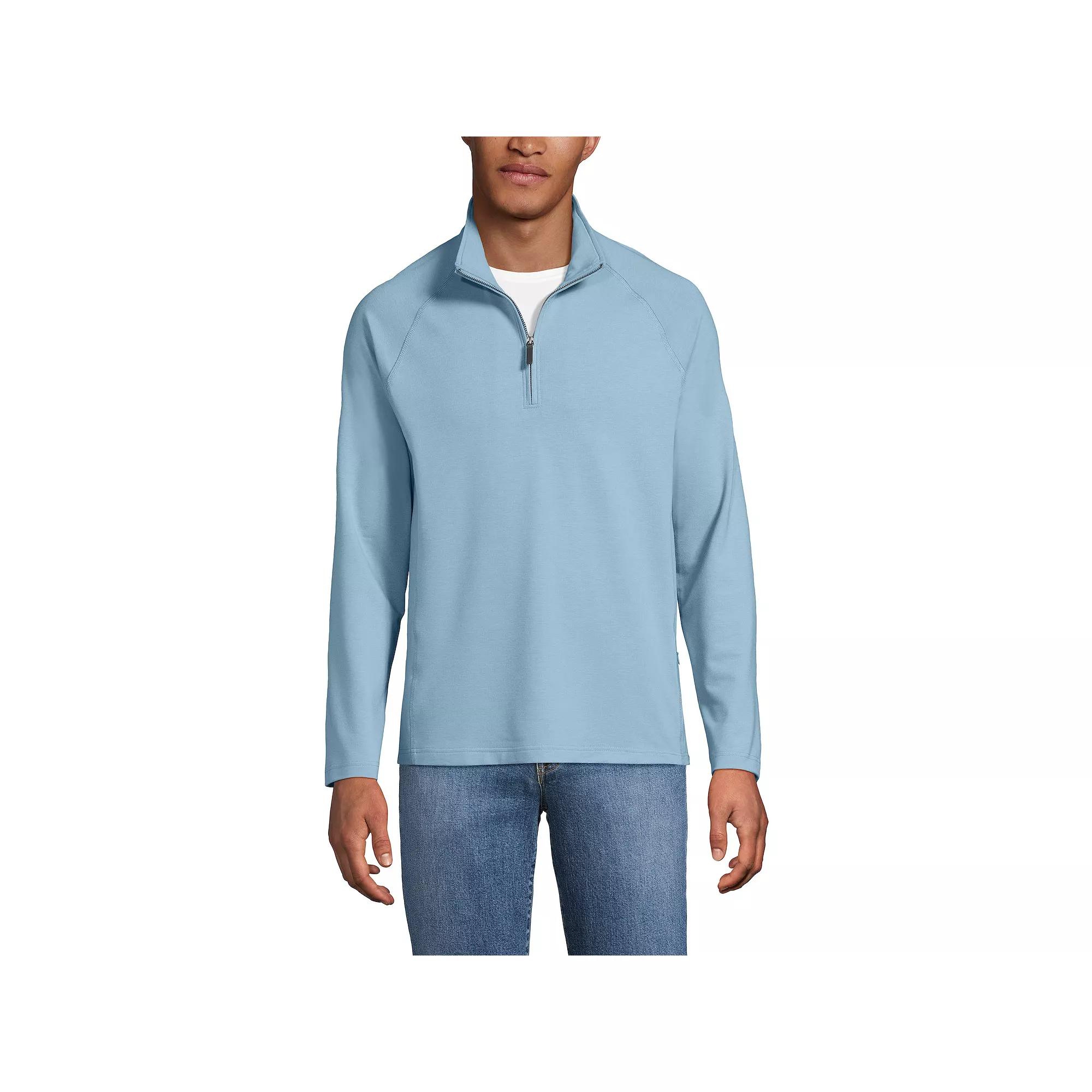 Men's Lands' End Long Sleeve Raglan French Terry Quarter Zip Sweatshirt,  Product Image