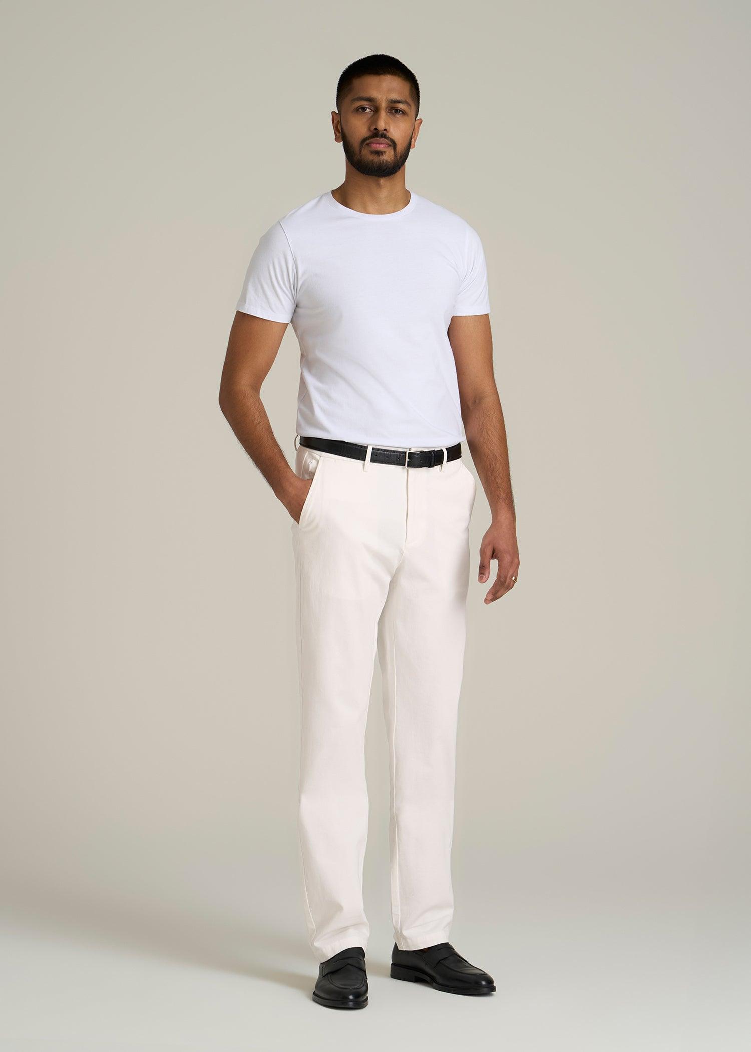4 Way Stretch Commuter TAPERED Chino Pants for Tall Men in White Alyssum Male Product Image