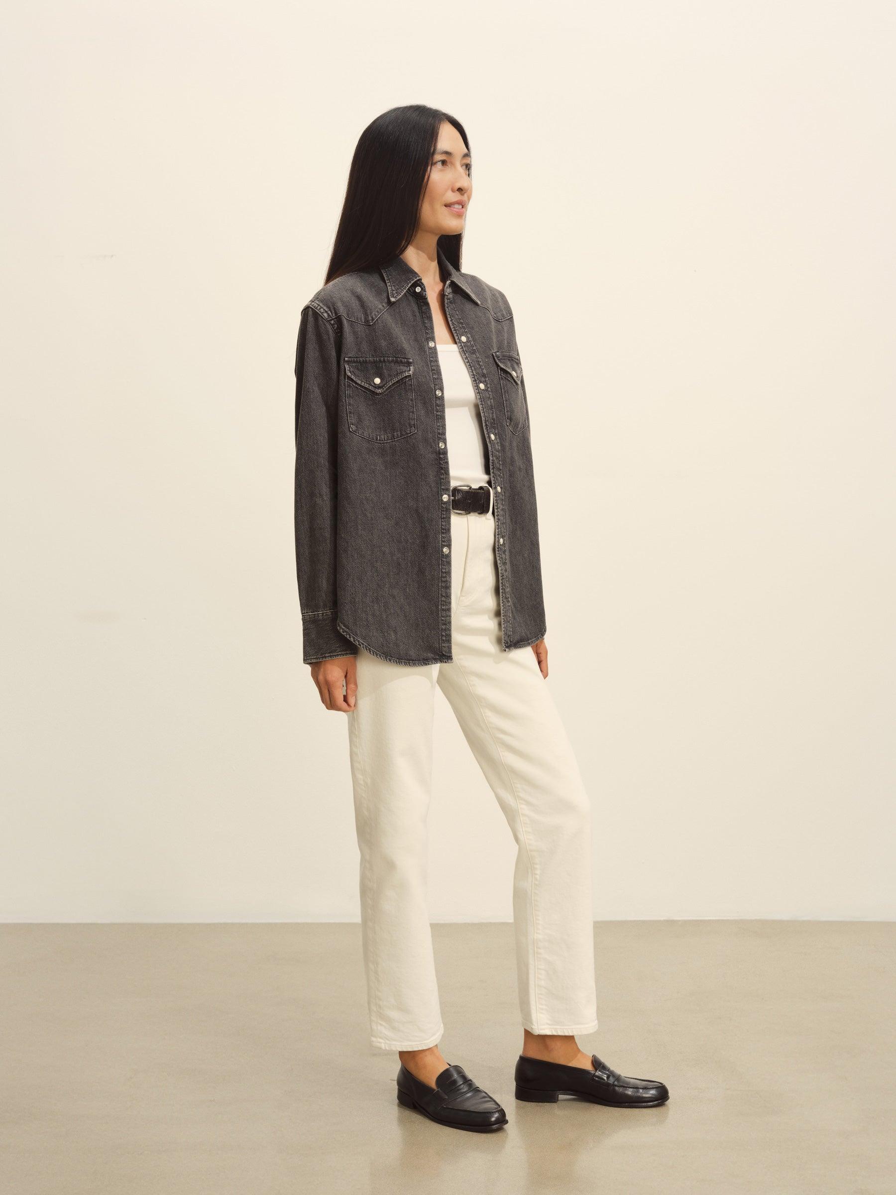 B005 Nep Denim Western Shirt Product Image