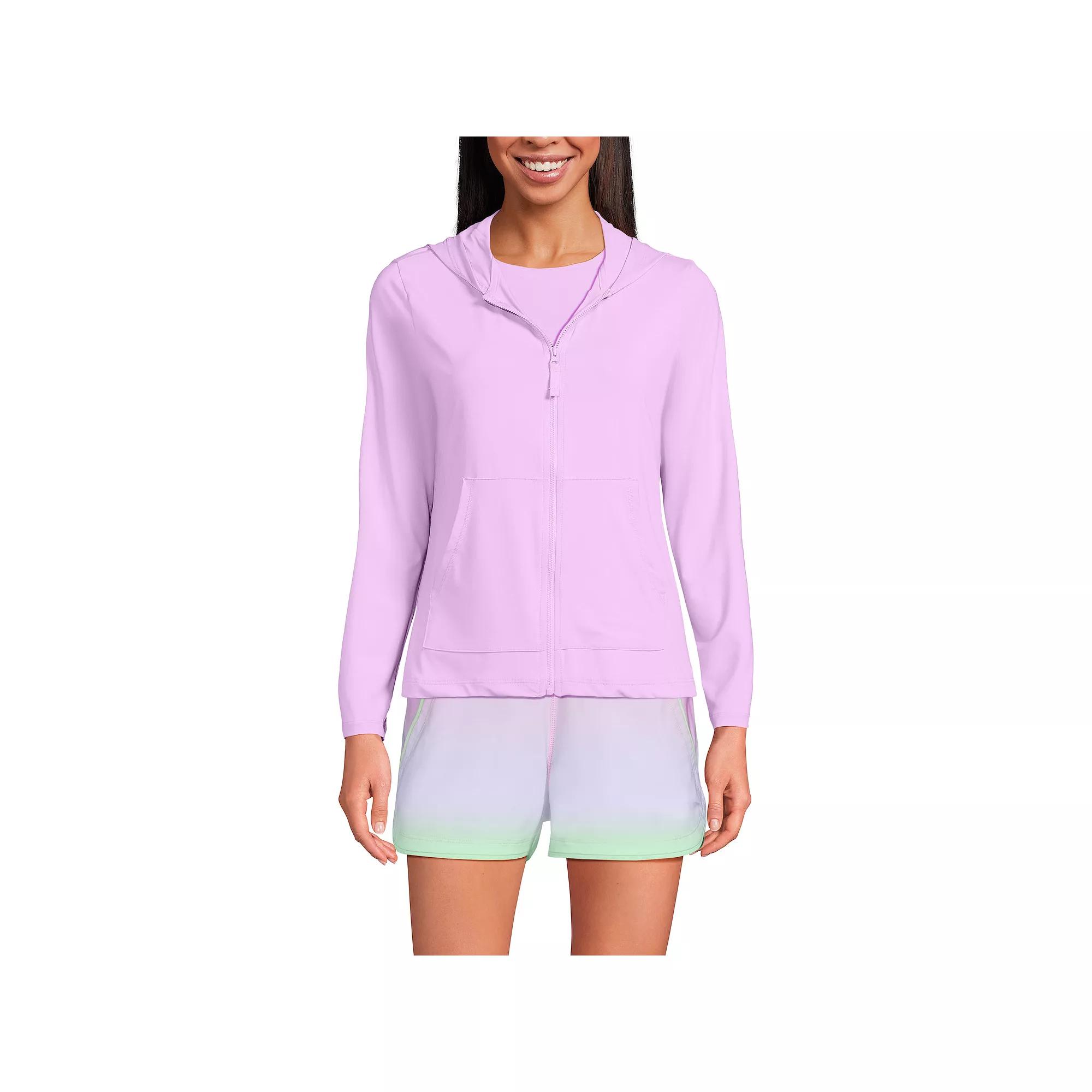 Women's Lands' End UPF 50 Hooded Long-Sleeve Rash Guard, Size: Large, Wild Purple Product Image