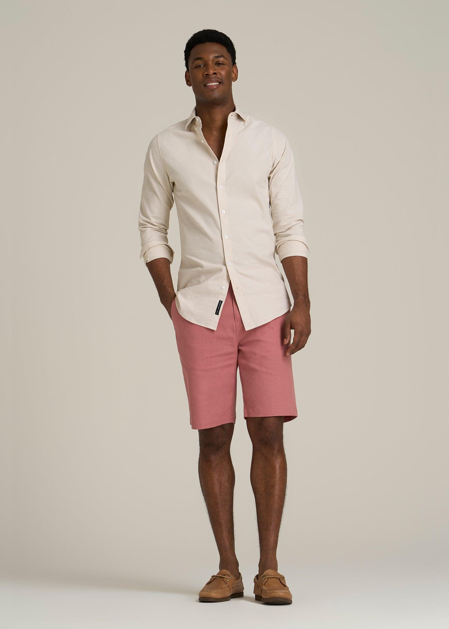 Linen Shorts For Tall Men in Withered Rose Male Product Image