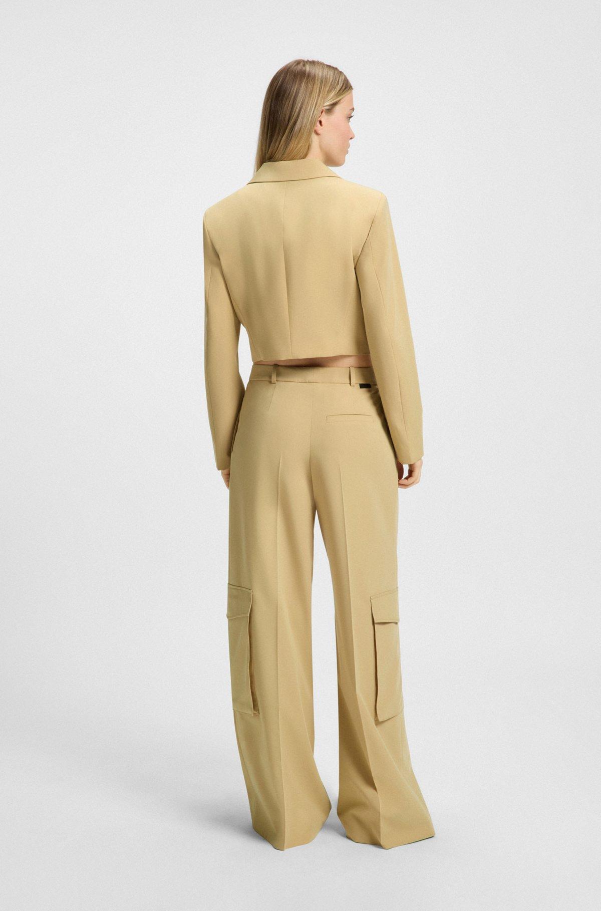 Cropped regular-fit blazer with belt closure Product Image