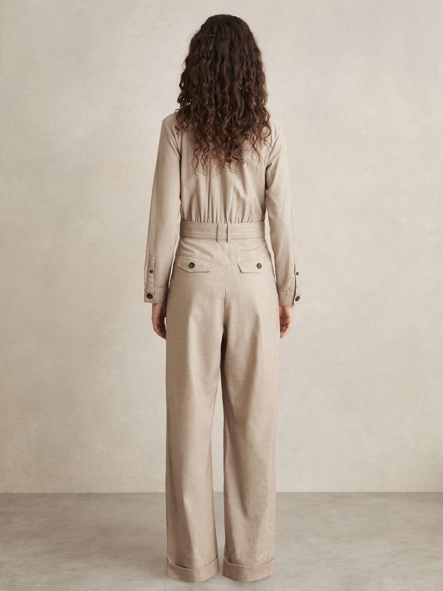 Tailored Wide Leg Jumpsuit in Neutral Product Image
