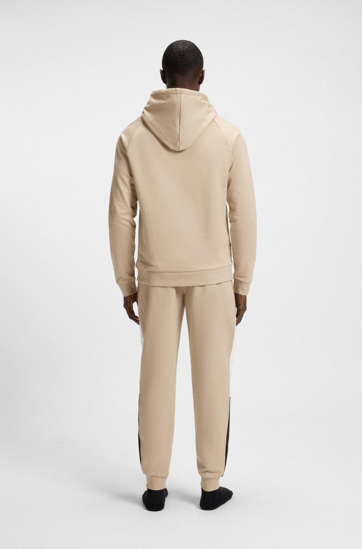 Cotton-terry hoodie with stripe panels Product Image