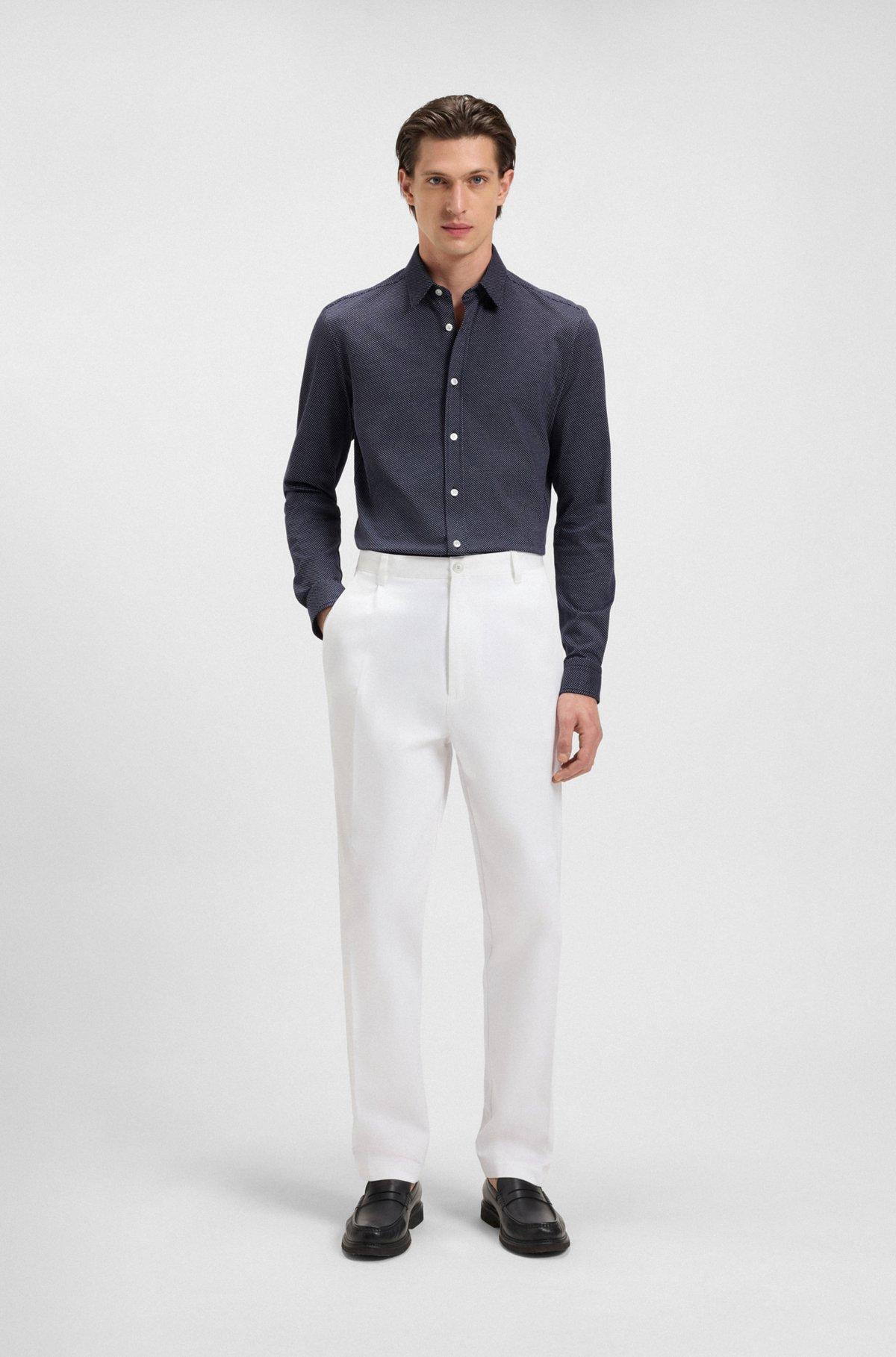 Slim-fit shirt in structured cotton jersey Product Image