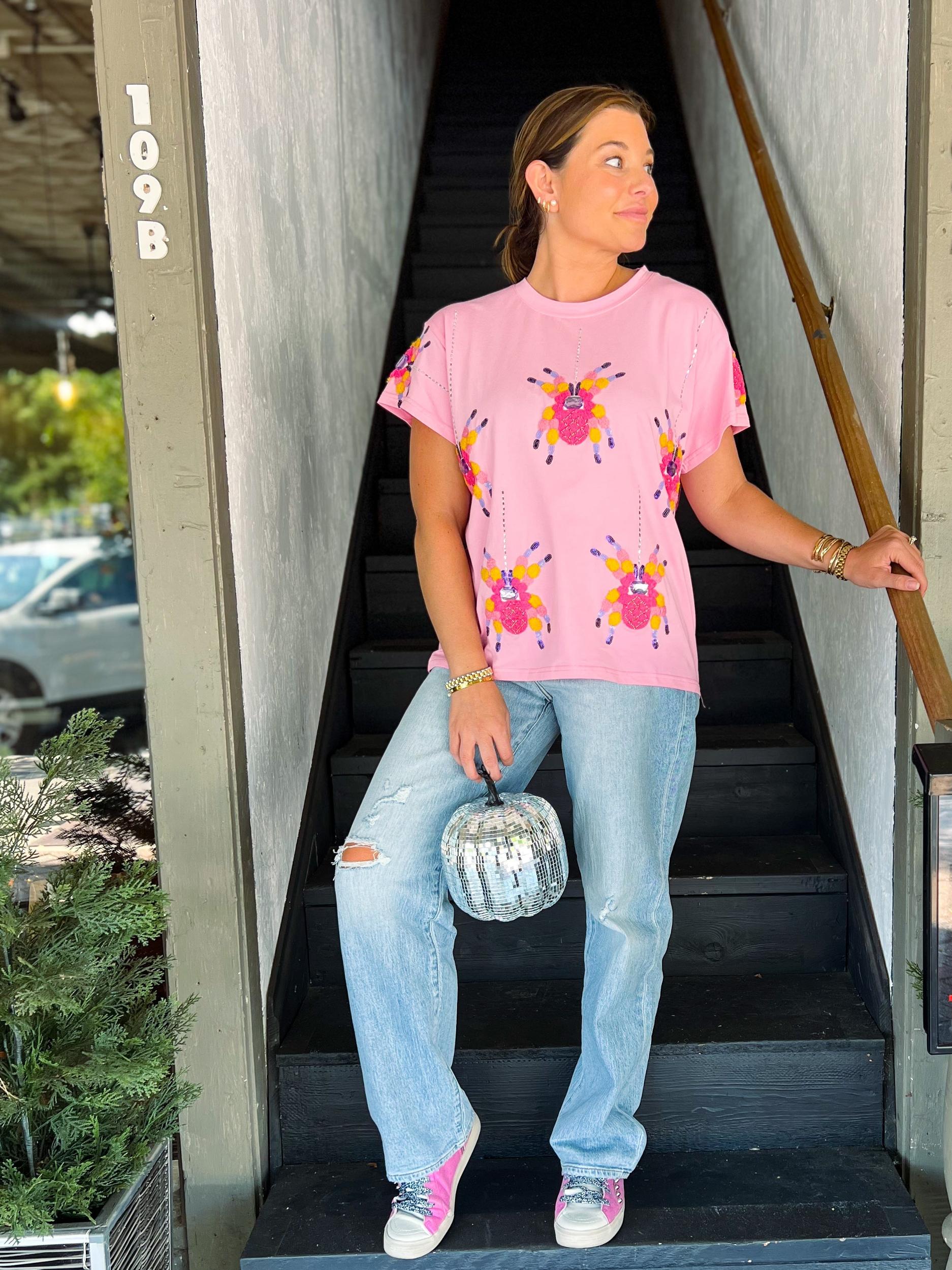 Pink Scattered Spider Tee Product Image