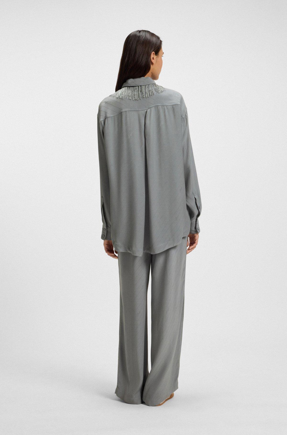 Wide-leg trousers with logo jacquard Product Image
